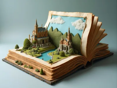 Miniature Fantasy Castle Diorama Inside An Open Book