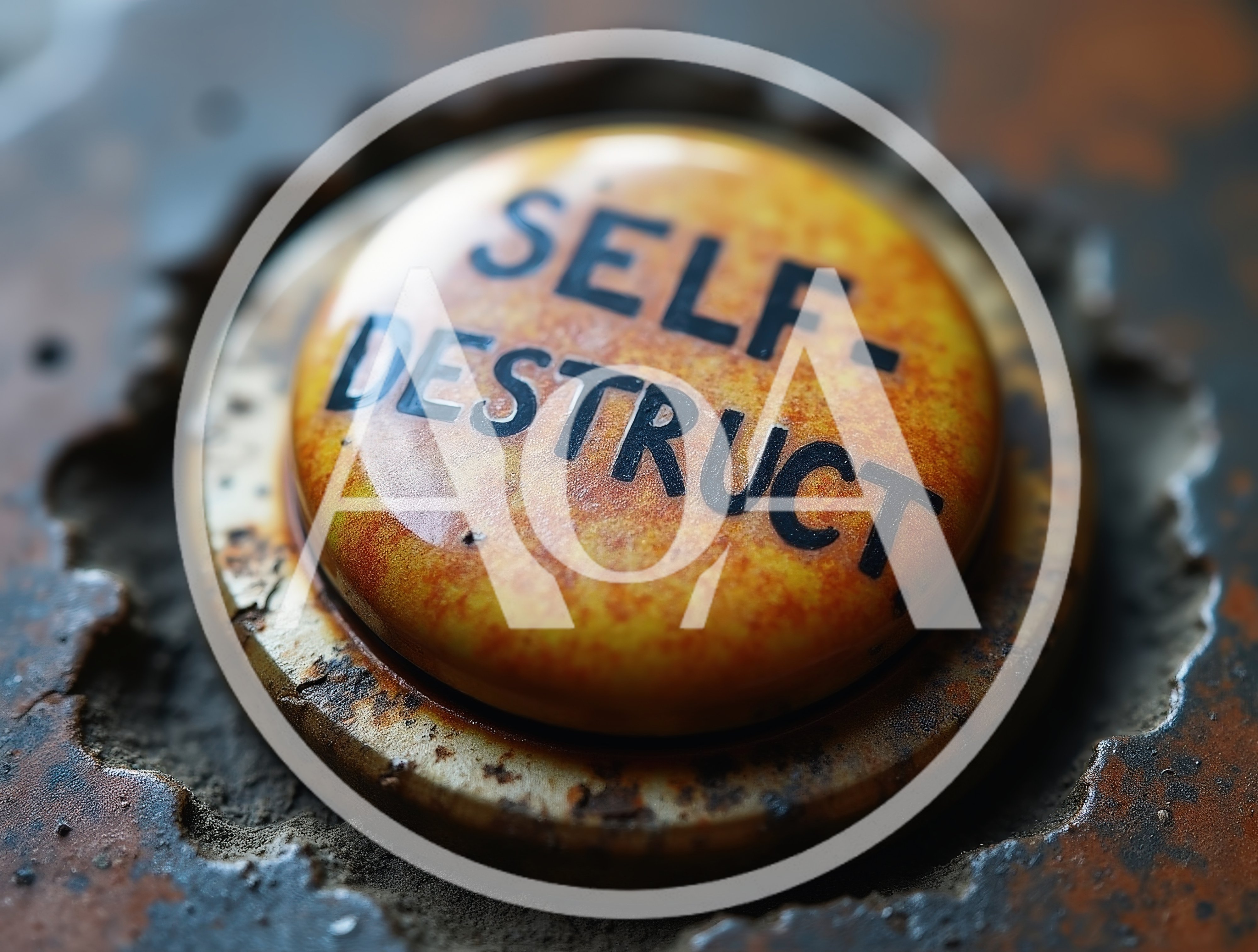 Macro Shot Of A Rusty Self Destruct Button