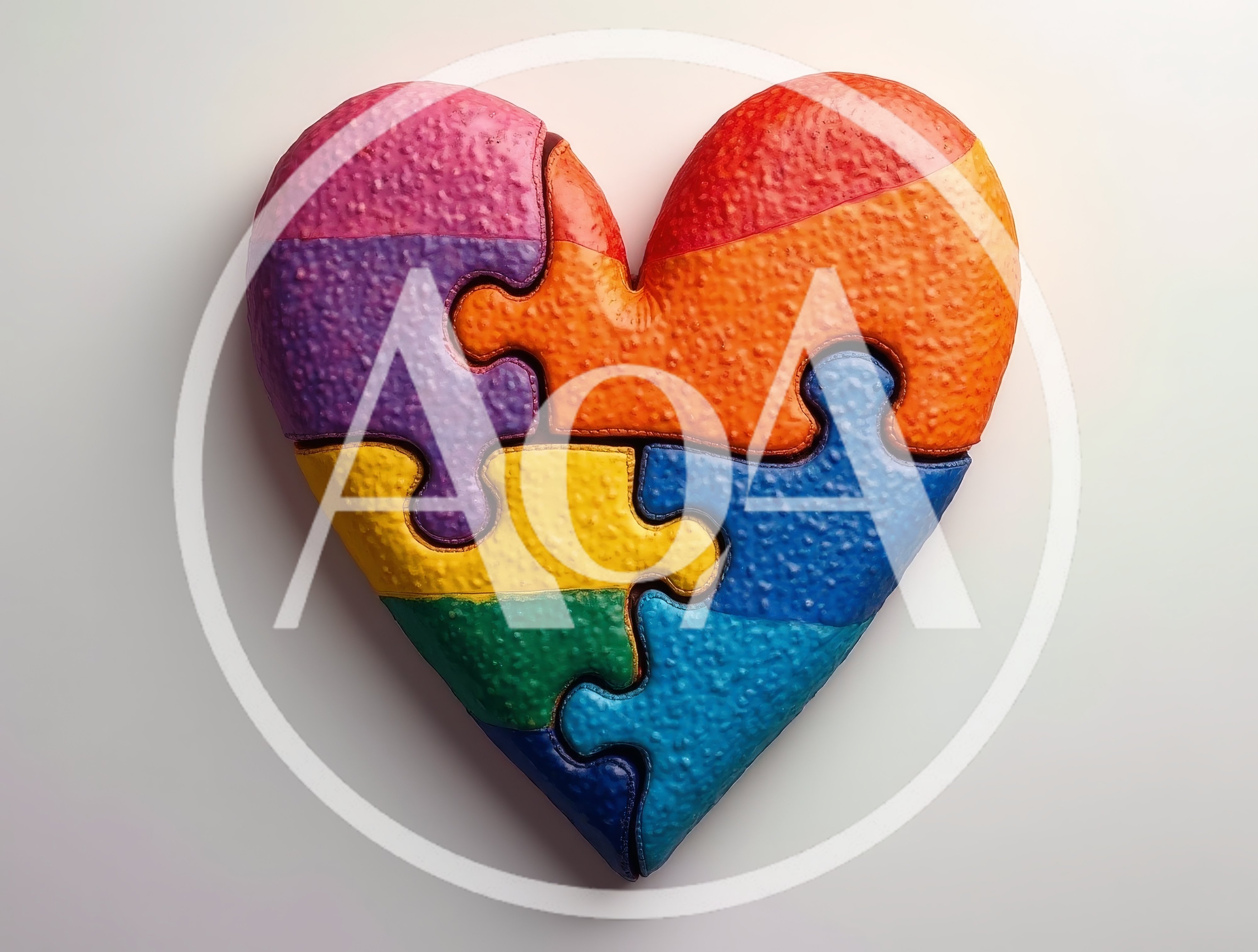 Heart Shaped Puzzle Made Of Colorful Textured Pieces
