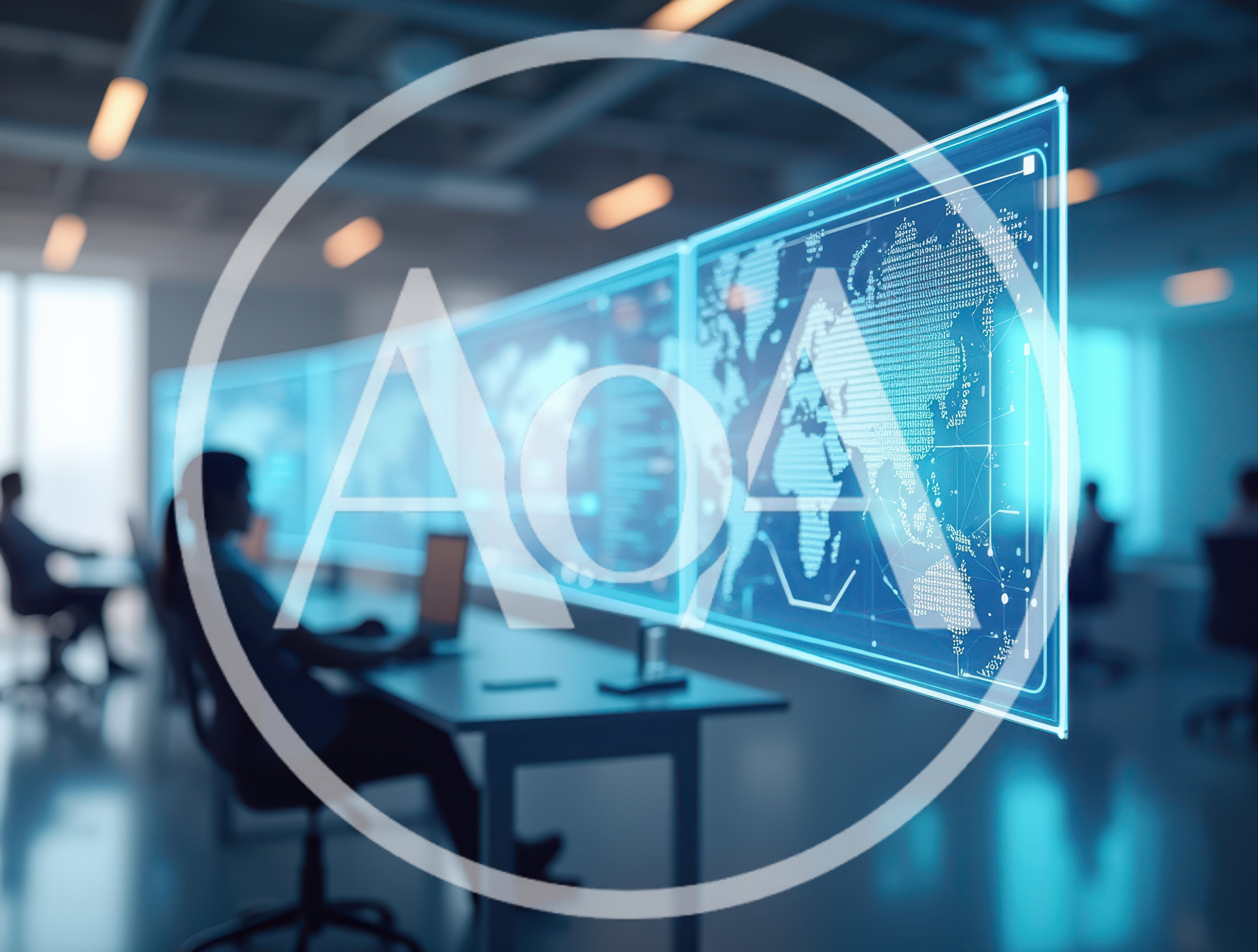 Cybersecurity Analysts Monitoring Global Data on Digital Screens