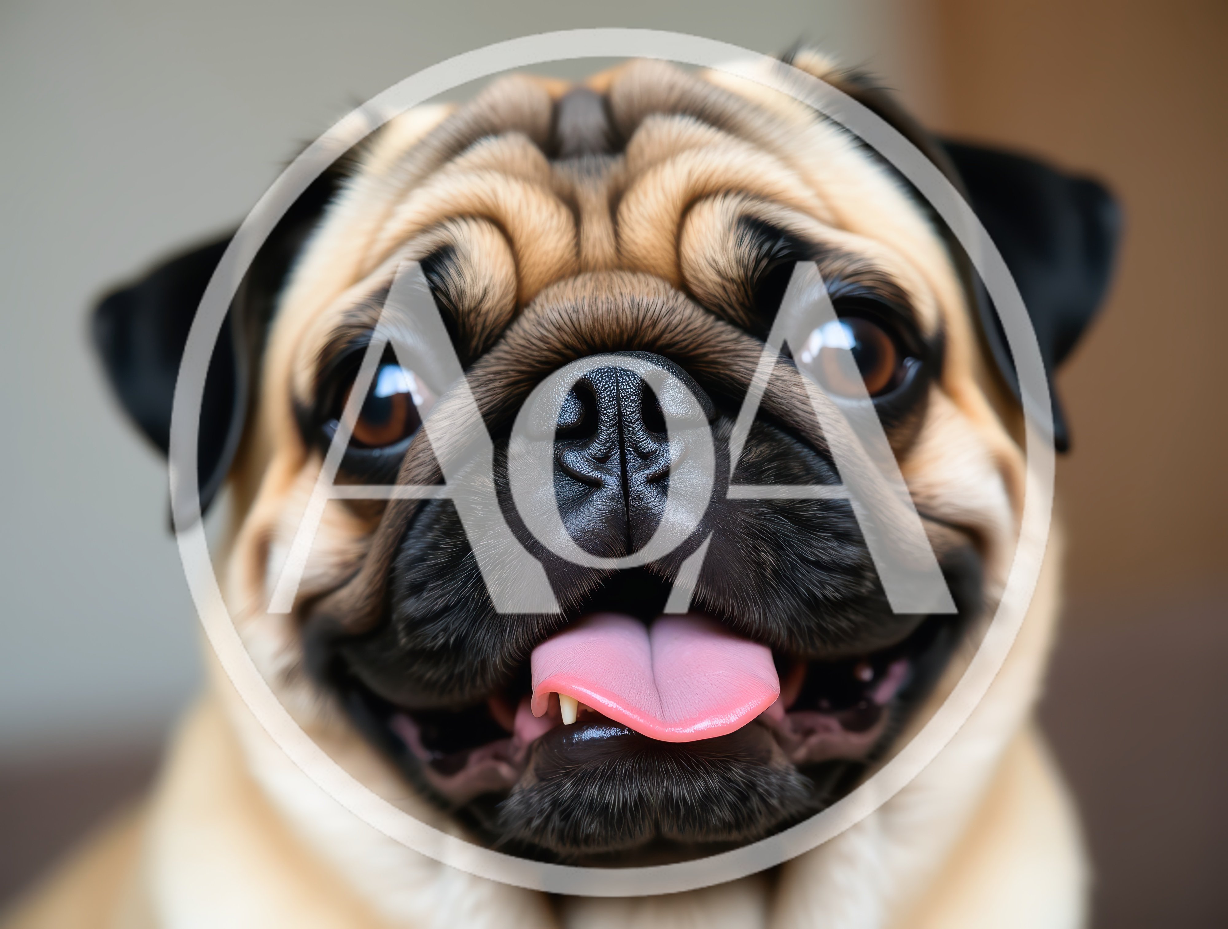 Close Up Portrait Of A Happy Pug Dog
