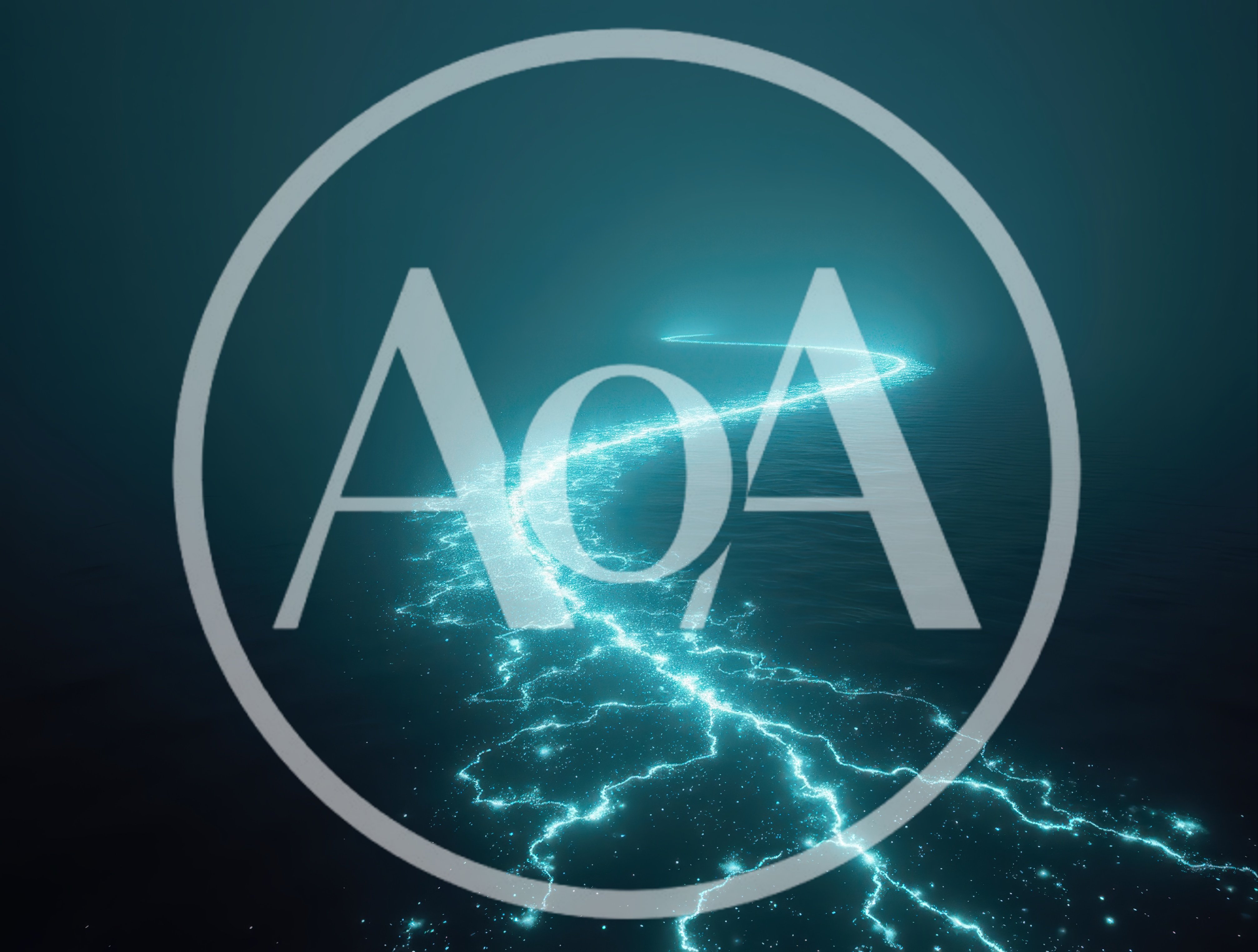 Glowing Electric Lightning Path Over Dark Water
