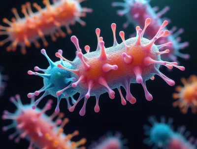 3D Render of Microscopic Bacteria Cells