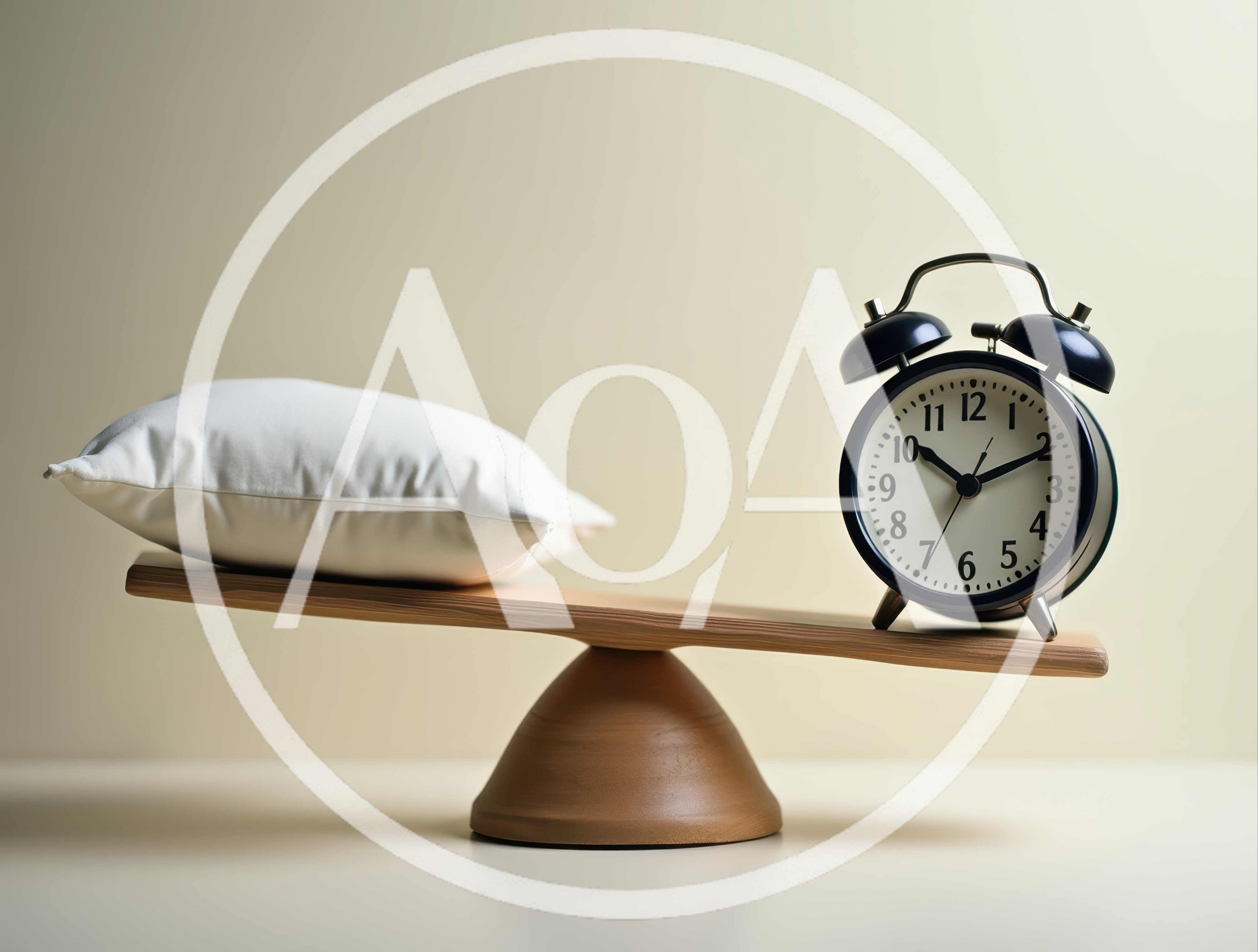 Pillow and Alarm Clock Balancing on a Wooden Seesaw