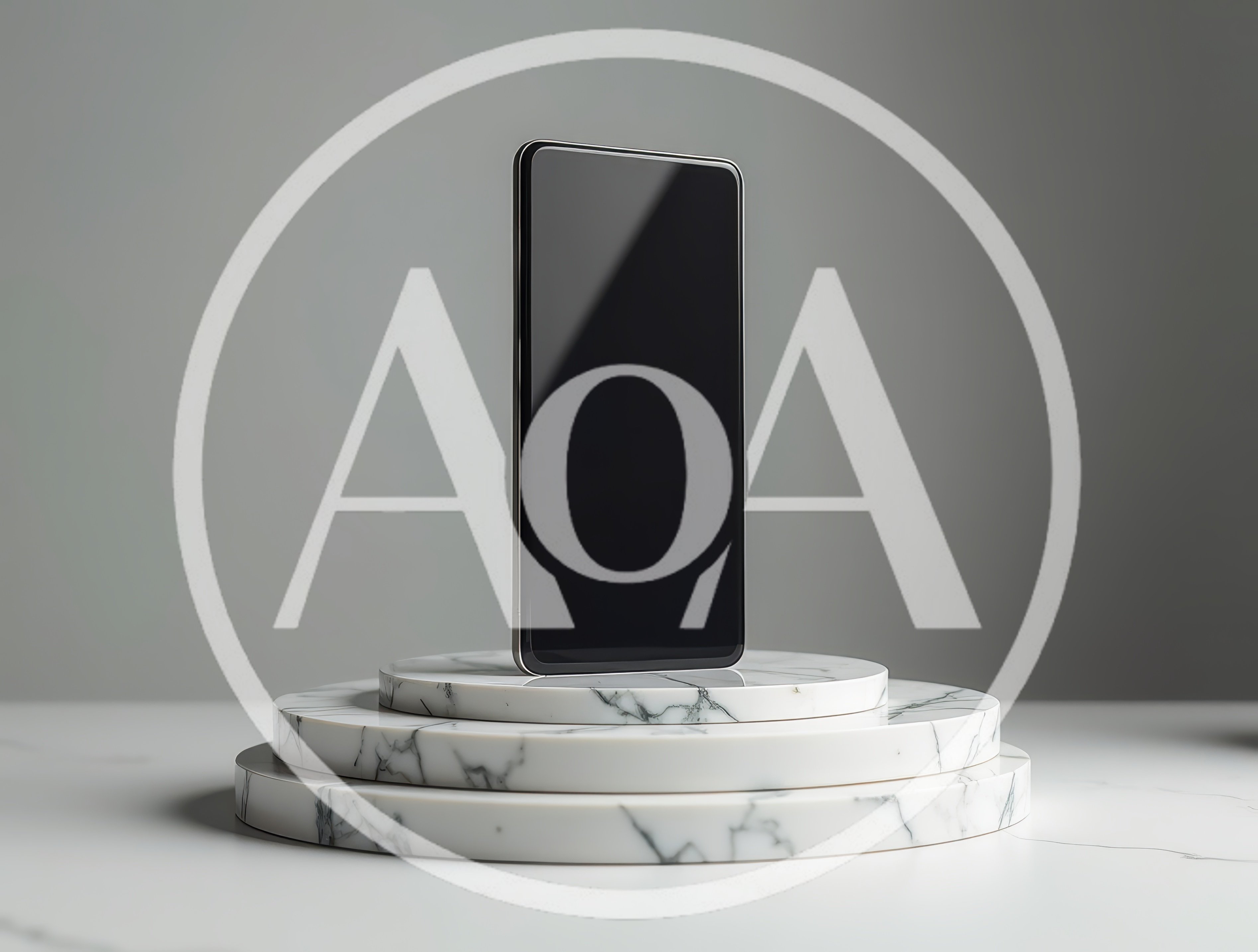 Smartphone Displayed on Tiered Marble Pedestal