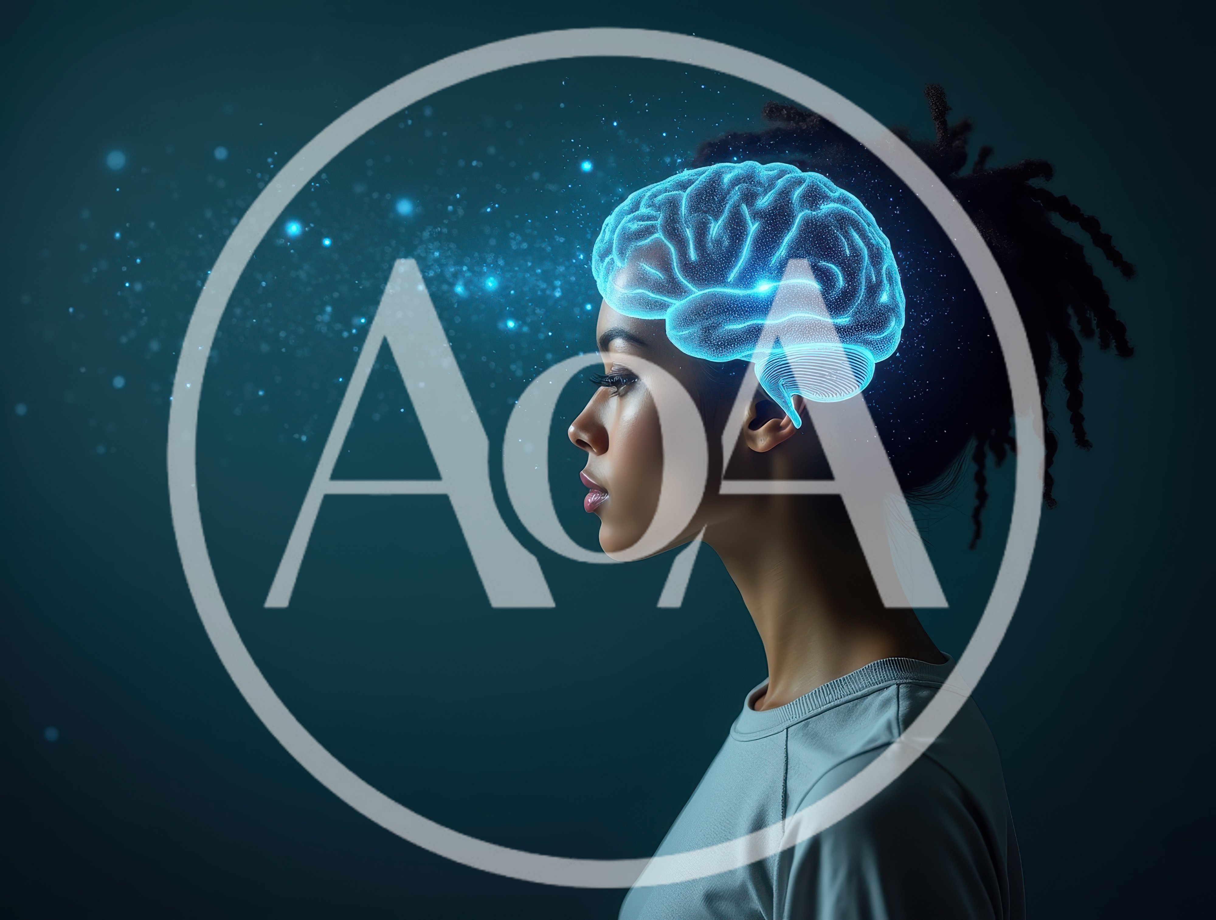 Digital Brain Visualization Over Young Woman Profile