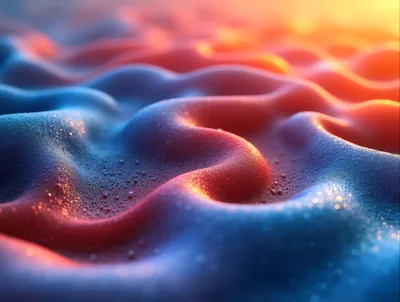 Abstract Wavy Surface With Glowing Particles And Soft Lighting
