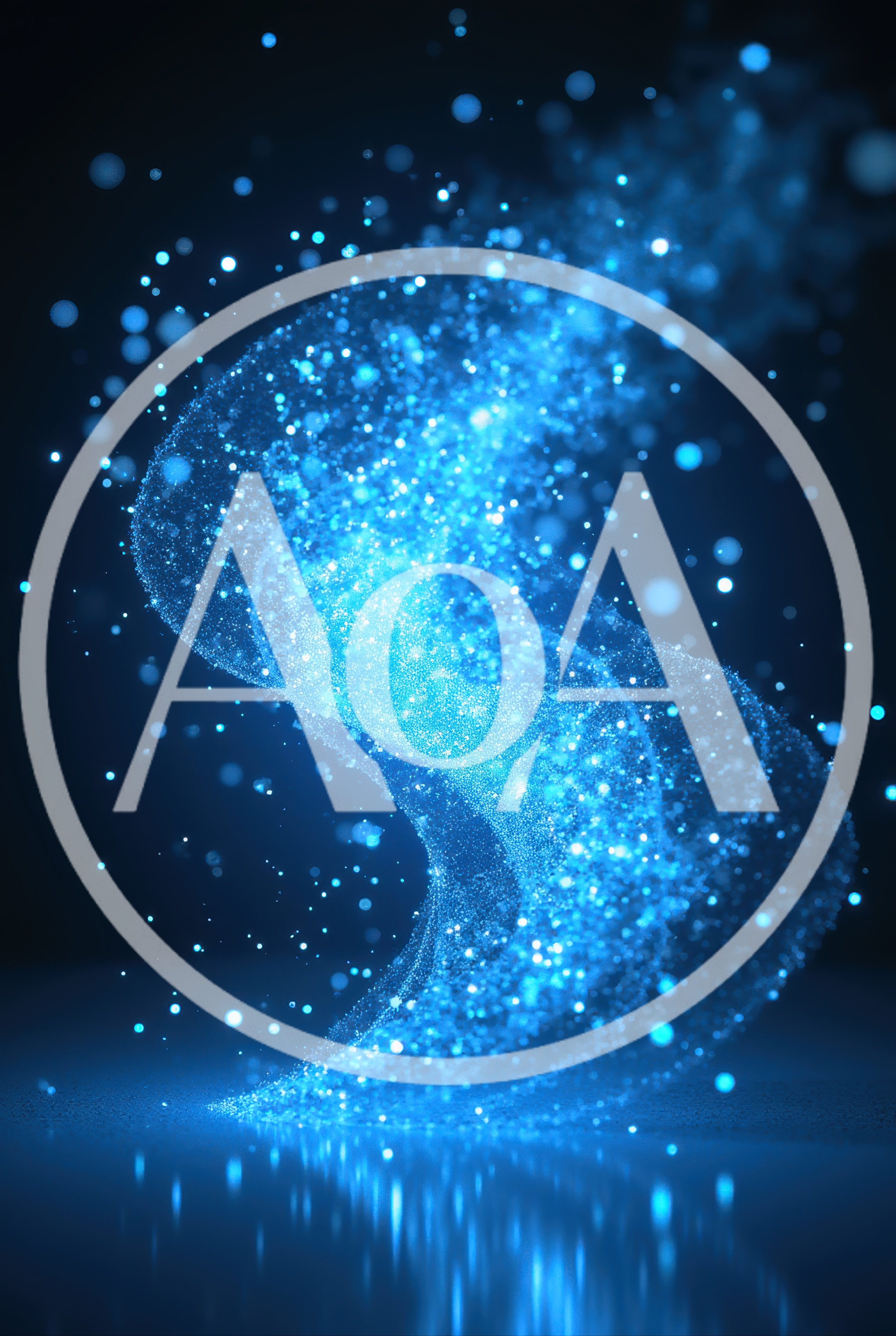 Abstract Blue Glowing Particle Swirl On Dark Background