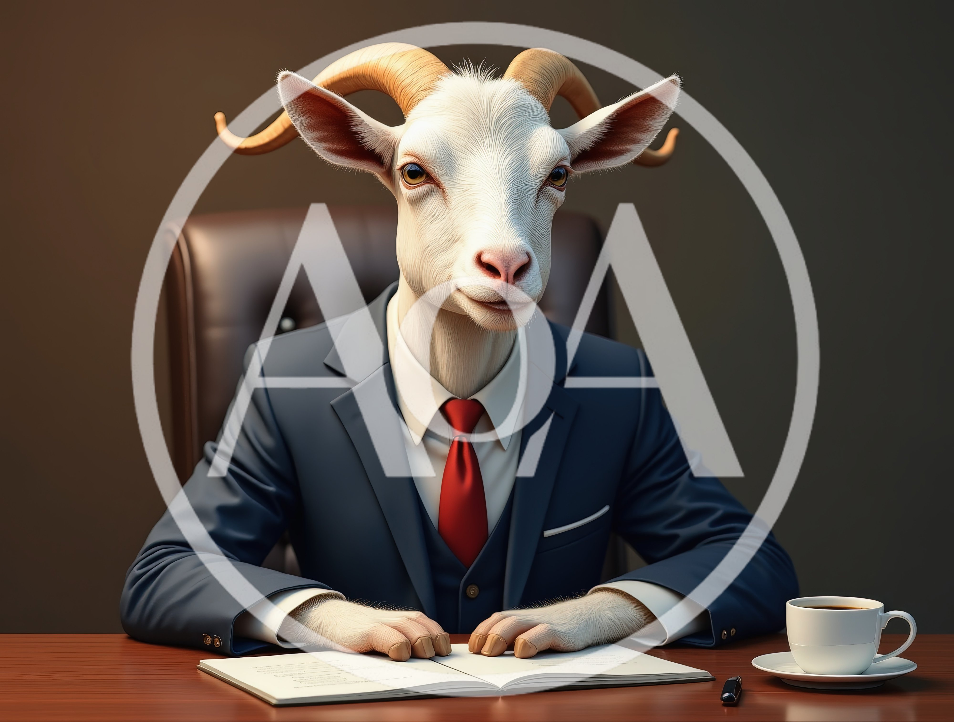 Goat Businessman Sitting At Office Desk