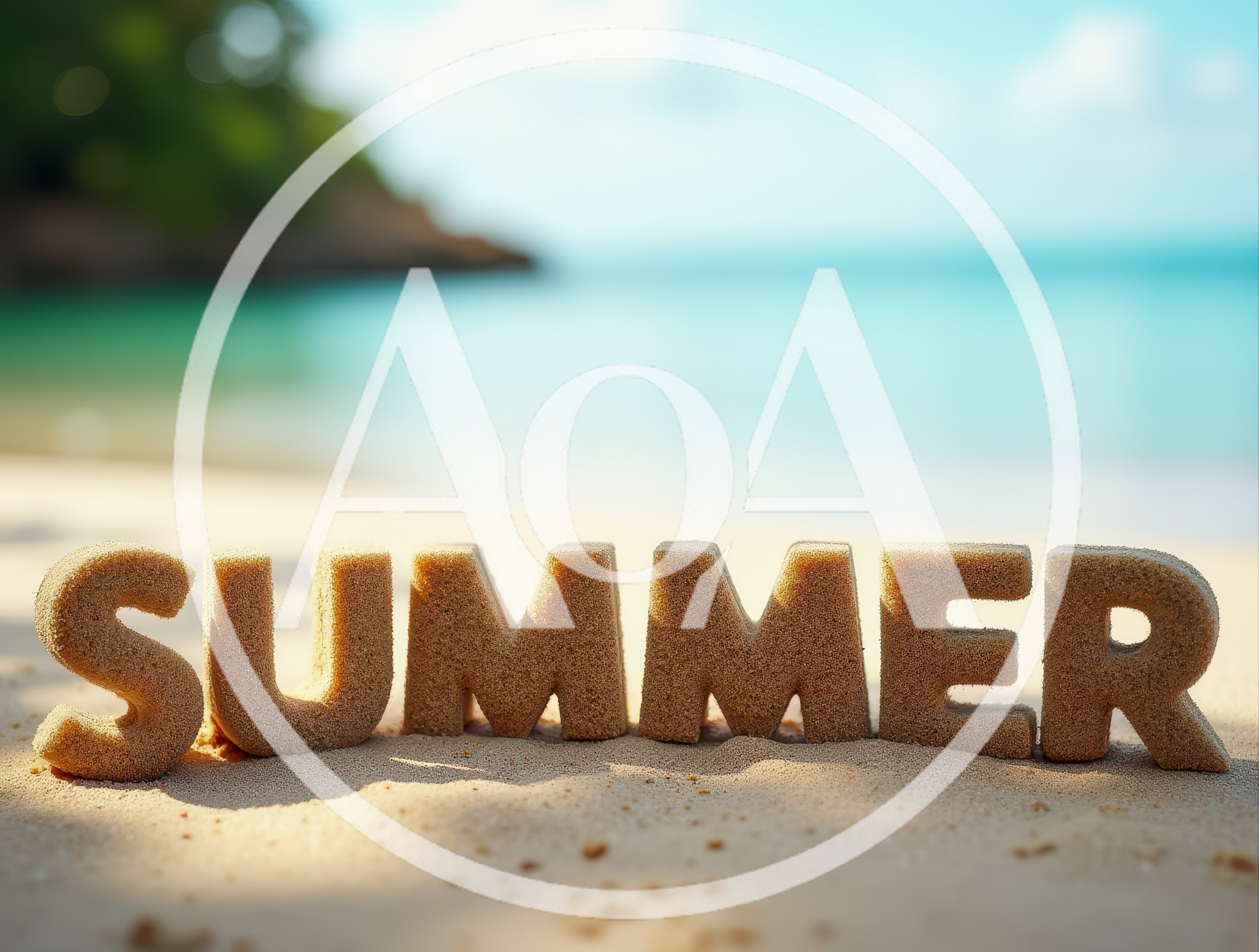 Sand Sculpted Summer Text On Tropical Beach