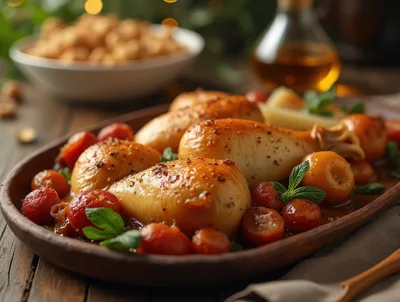 Roasted Chicken Drumsticks With Tomatoes And Herbs
