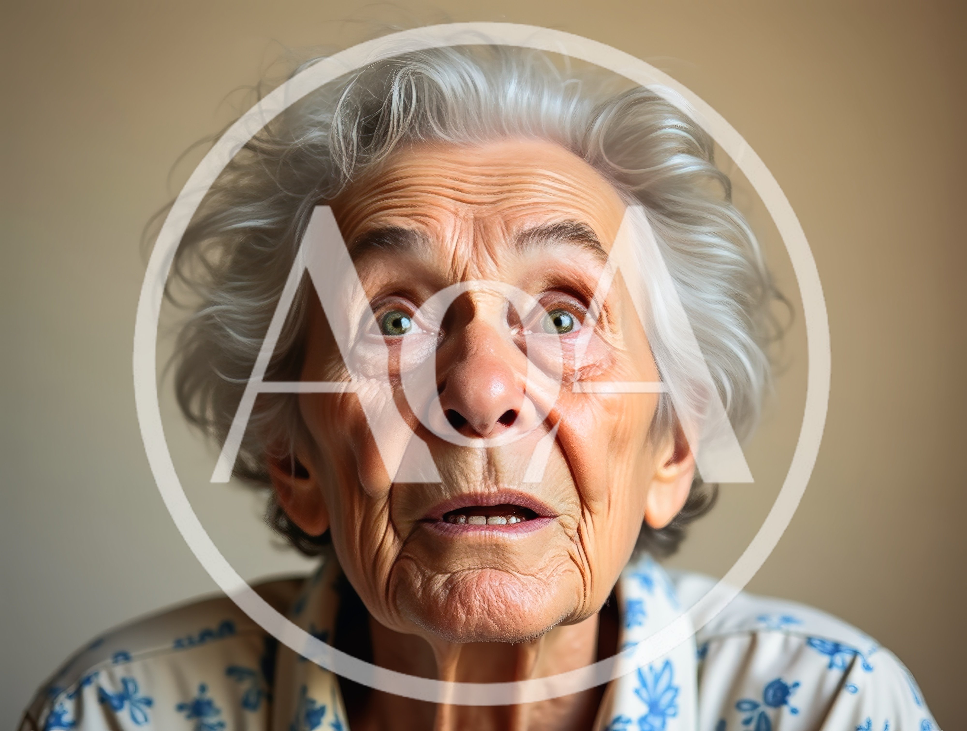 Portrait Of An Elderly Woman With A Surprised Expression