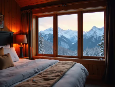 Cozy Bedroom With Panoramic Mountain View