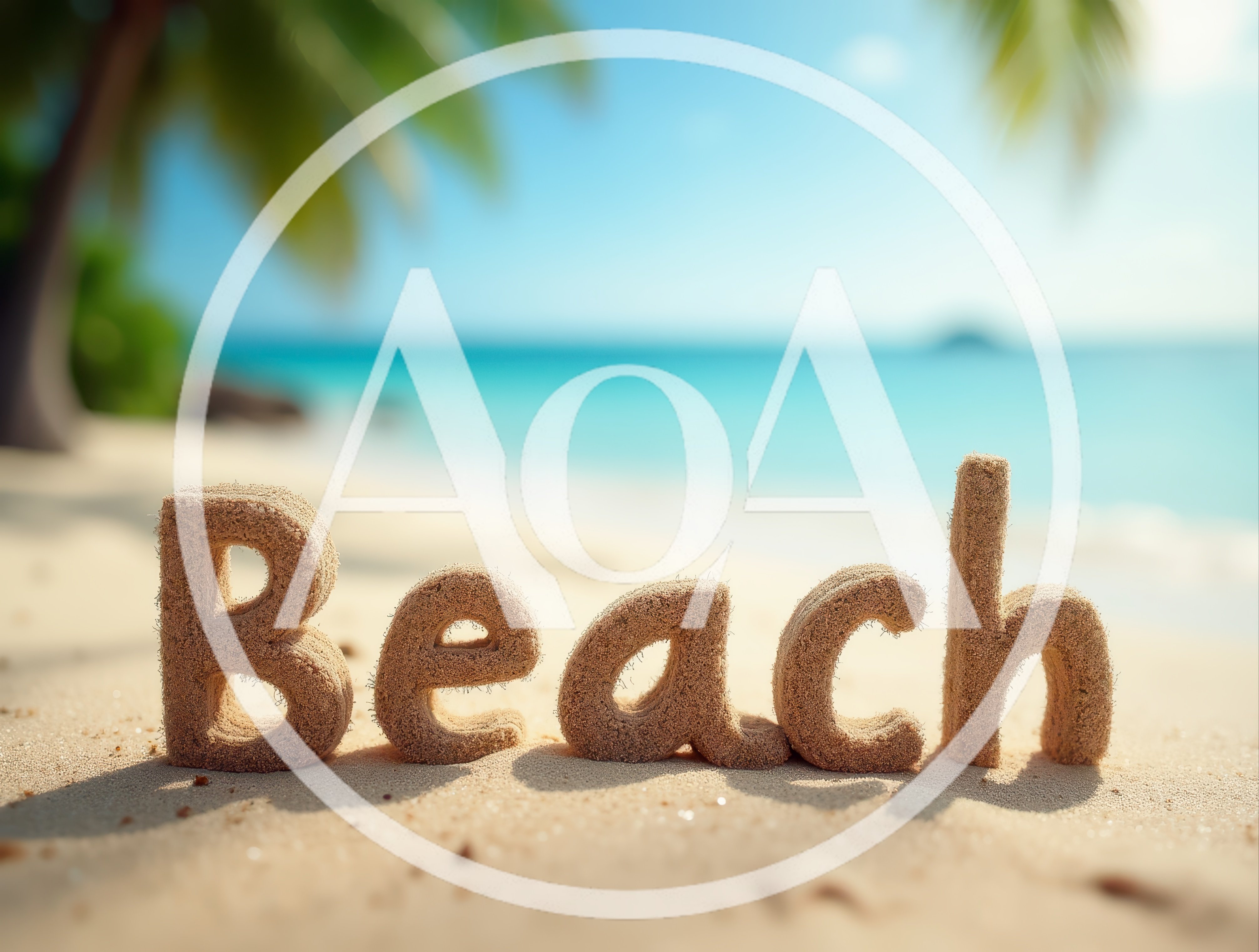 Sand Sculpted Beach Text On Tropical Shoreline
