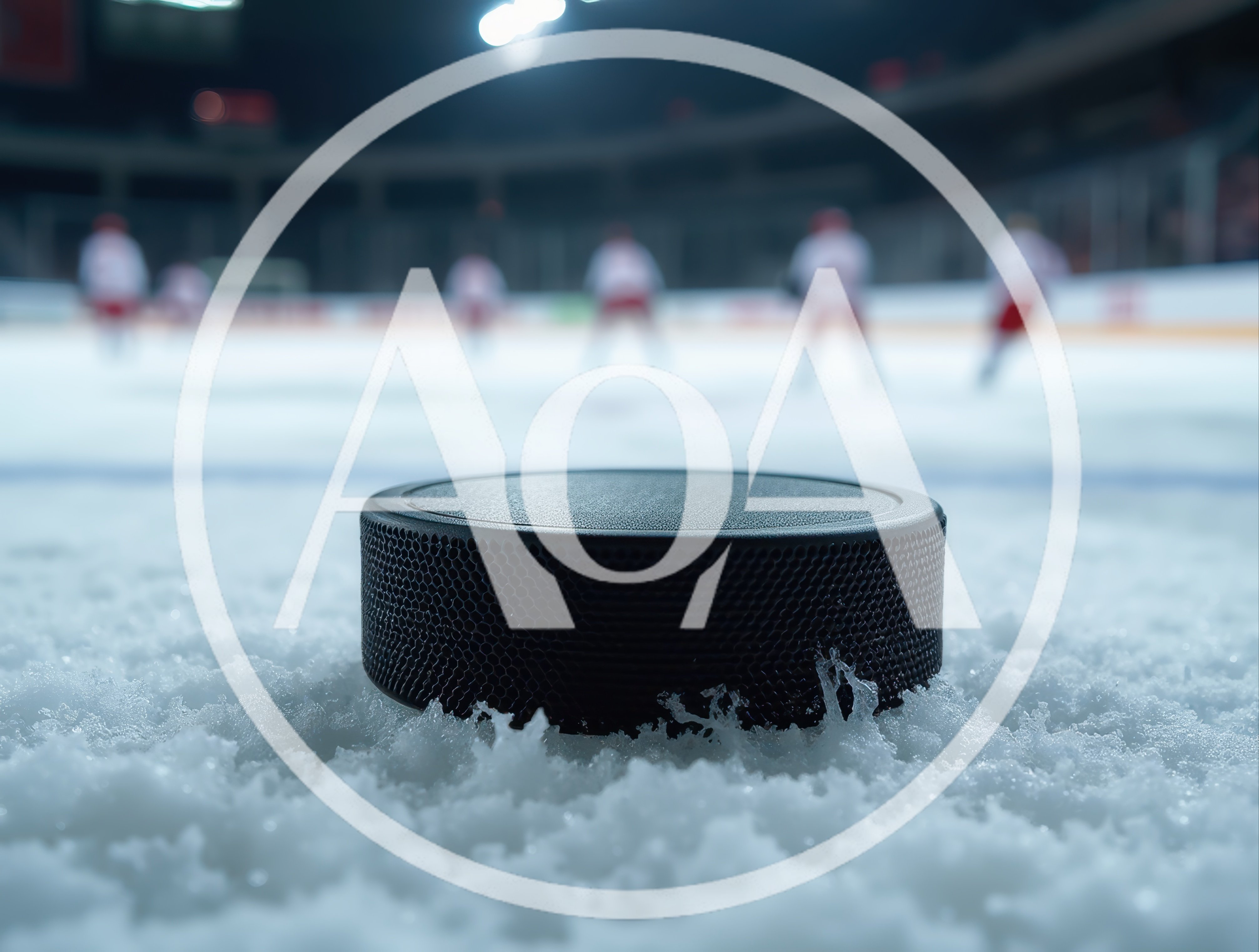 Hockey Puck Resting On Ice During A Game