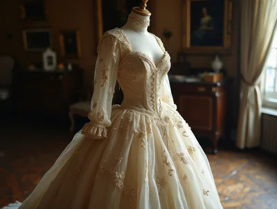 Vintage Style Wedding Dress On A Mannequin