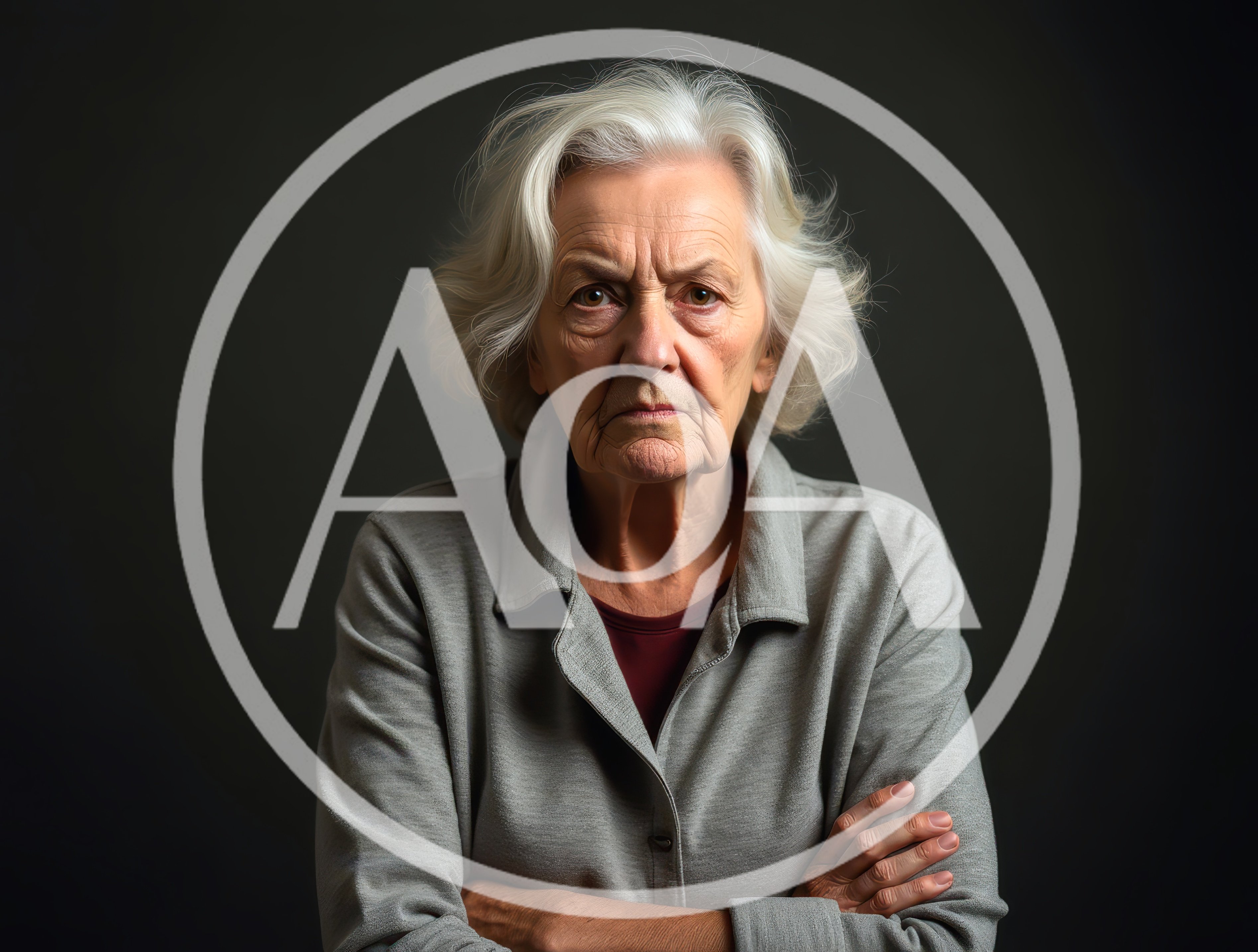 Portrait Of A Stern Elderly Woman With Crossed Arms