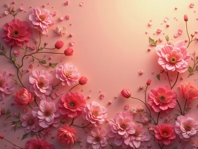 Pink Floral Background With Delicate Blossoms