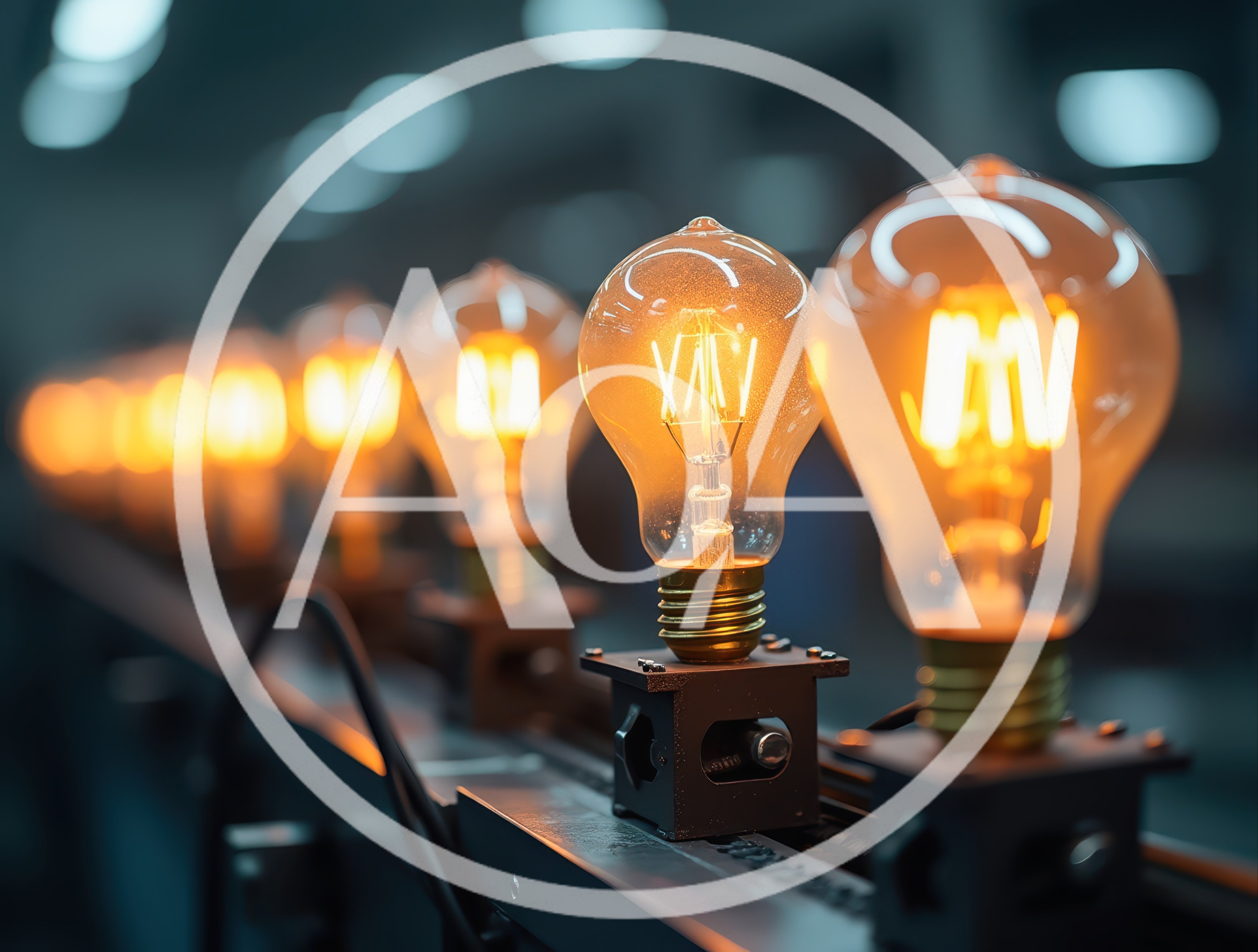 Light Bulbs Moving Along An Industrial Assembly Line