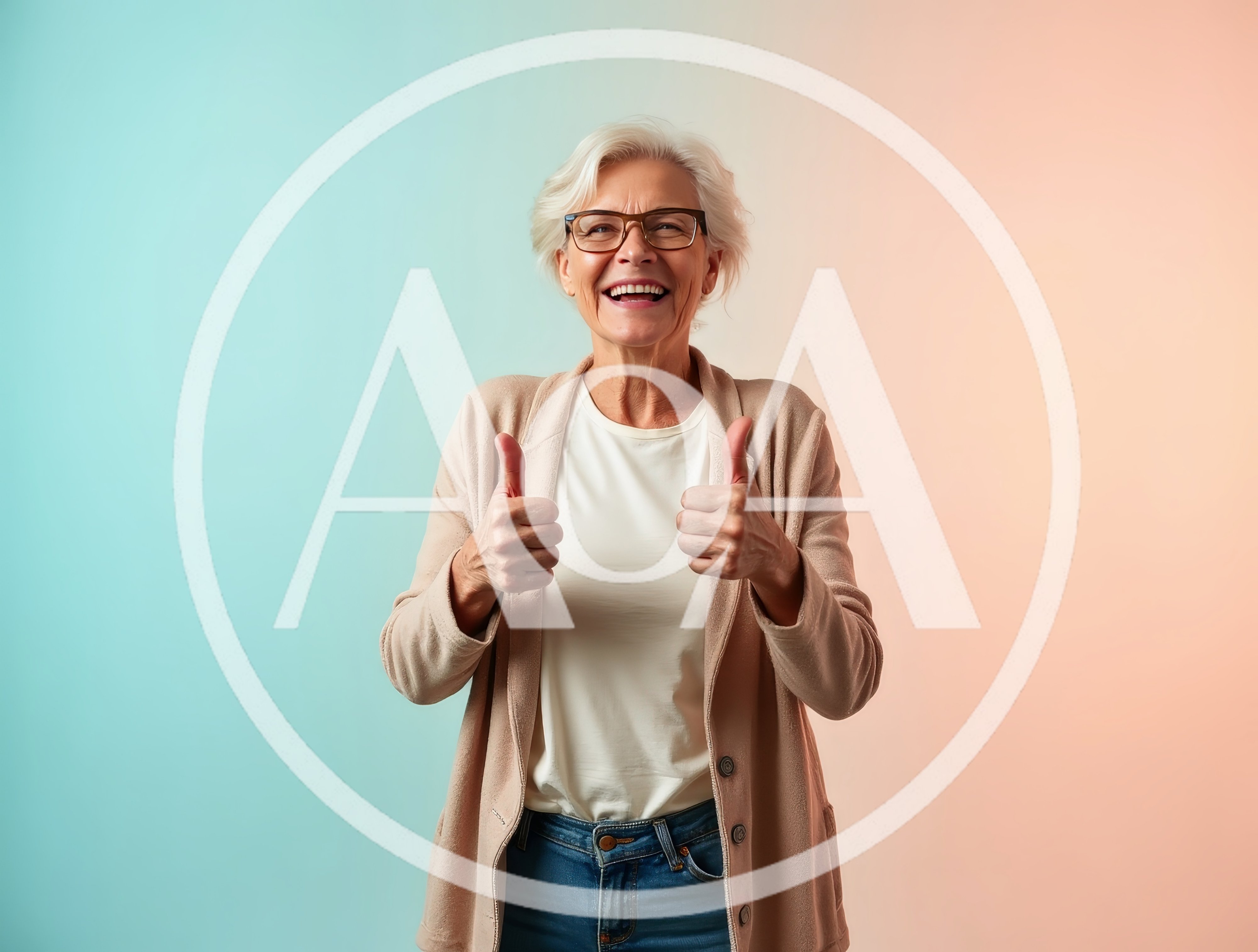 Happy Senior Woman Giving Double Thumbs Up