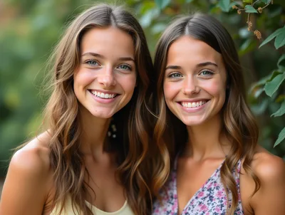 Two Young Women Smiling Outdoors
