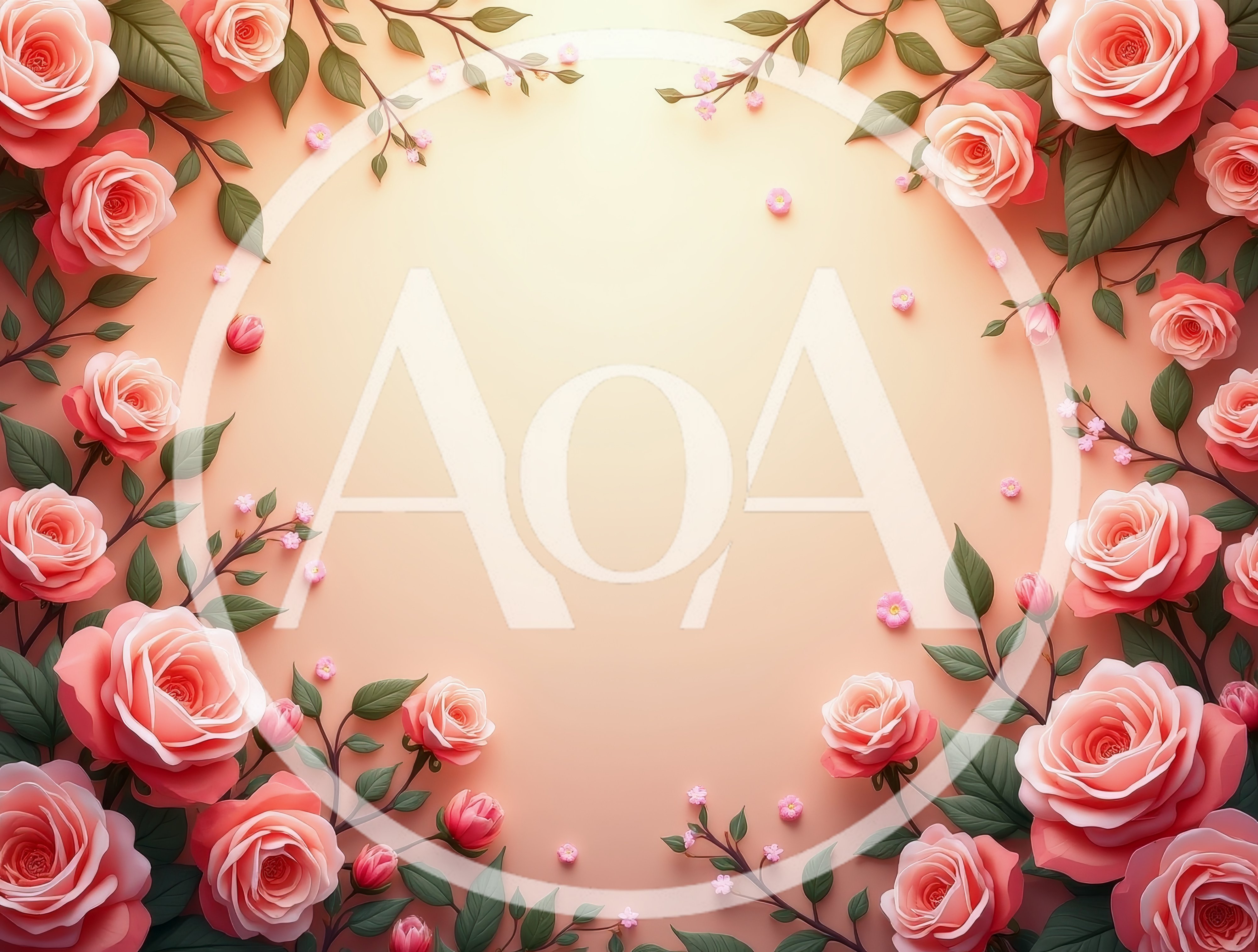 Floral Frame With Pink Roses On Pastel Background