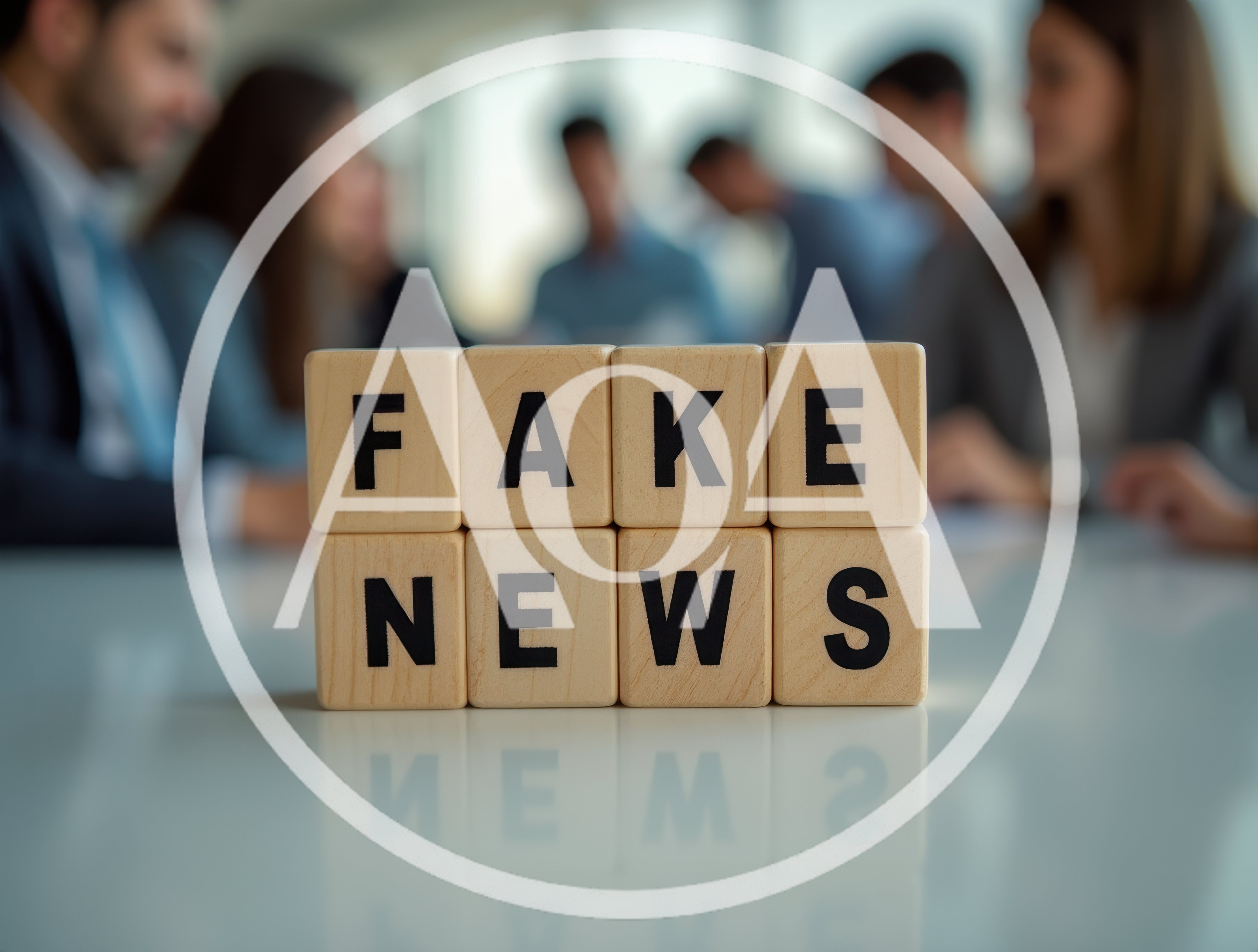 Wooden Blocks Spelling Fake News on Office Table