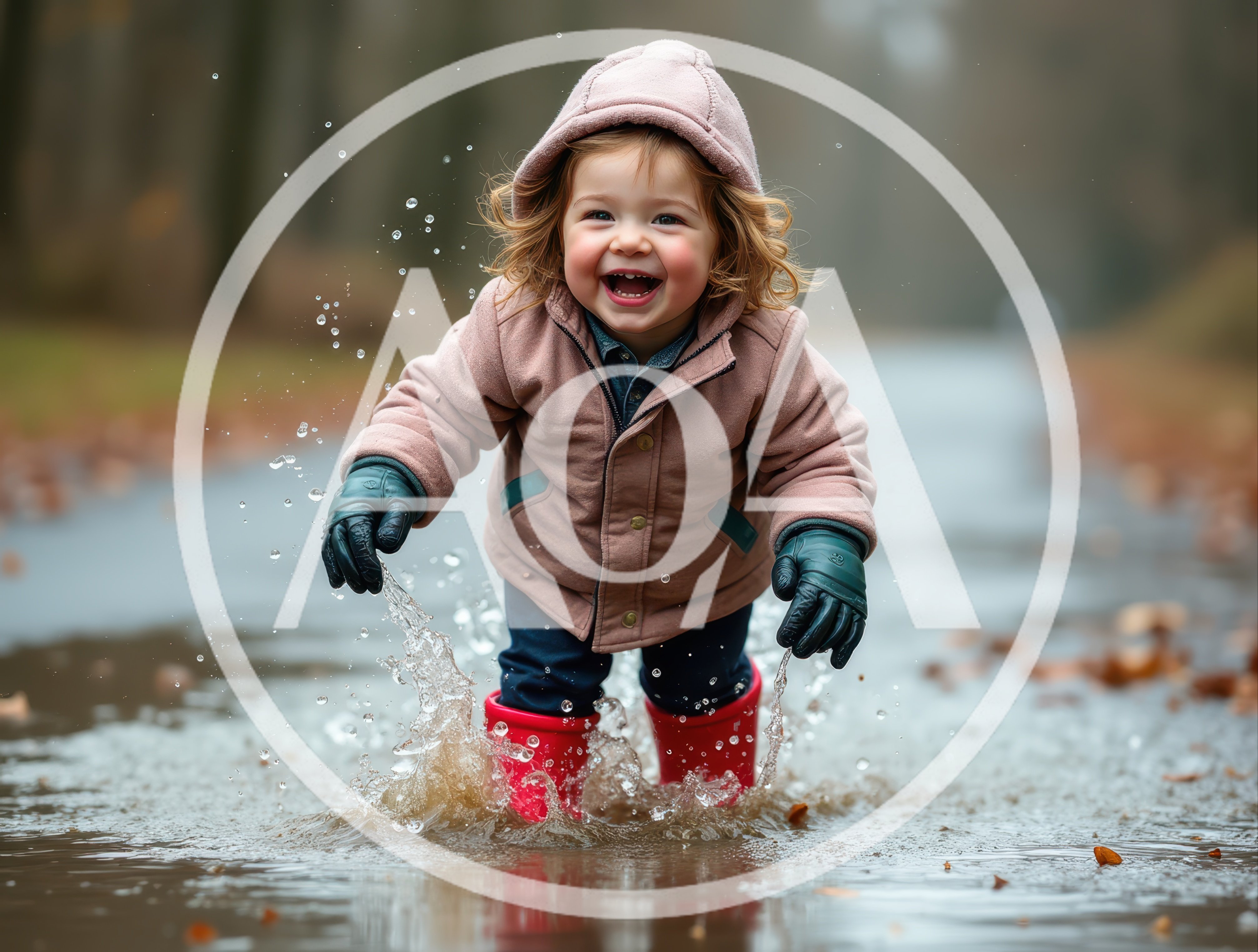 Happy Toddler Playing In A Puddle