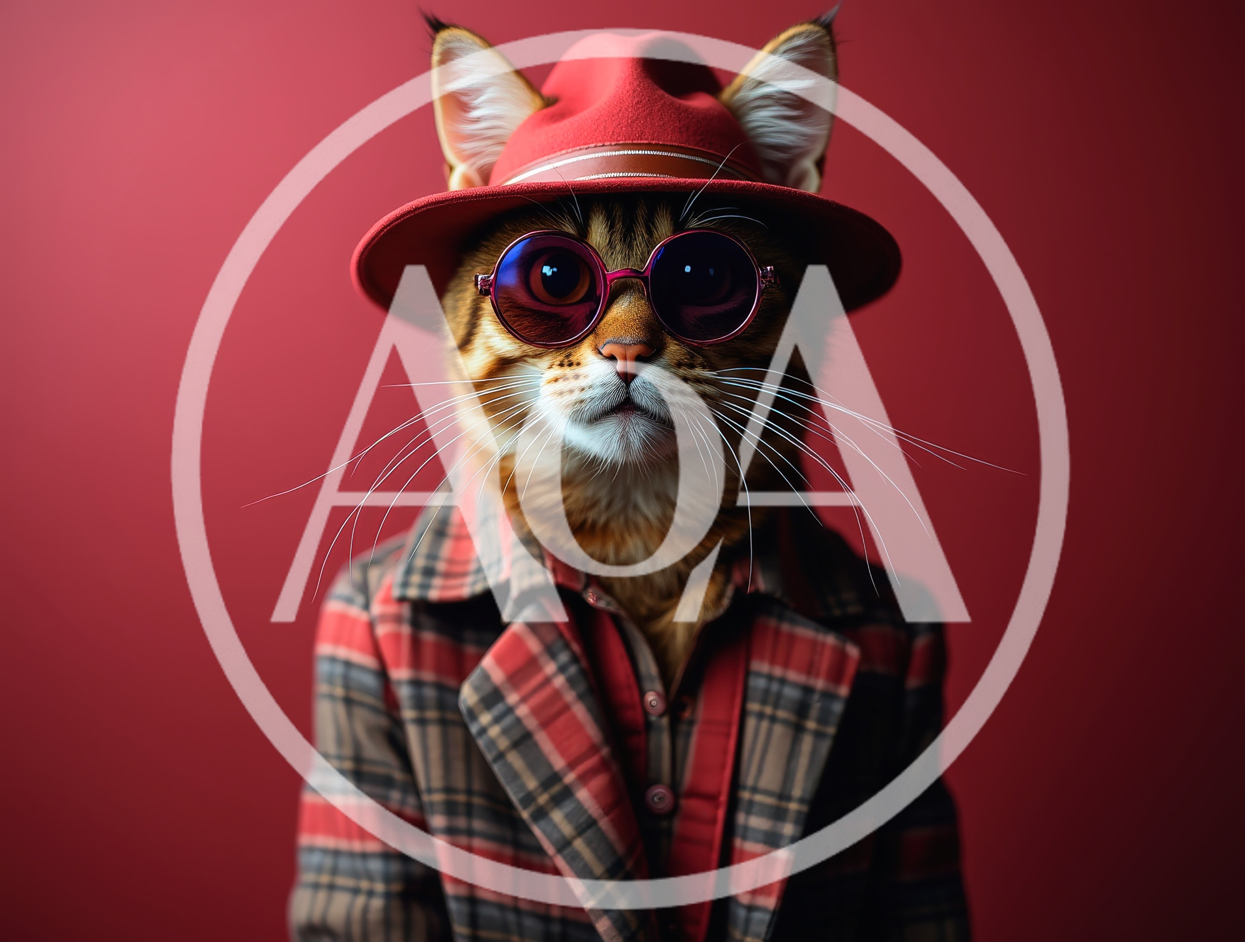 Stylish Cat Wearing Fedora and Sunglasses