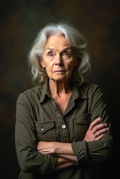 Portrait Of A Serious Mature Woman With Crossed Arms
