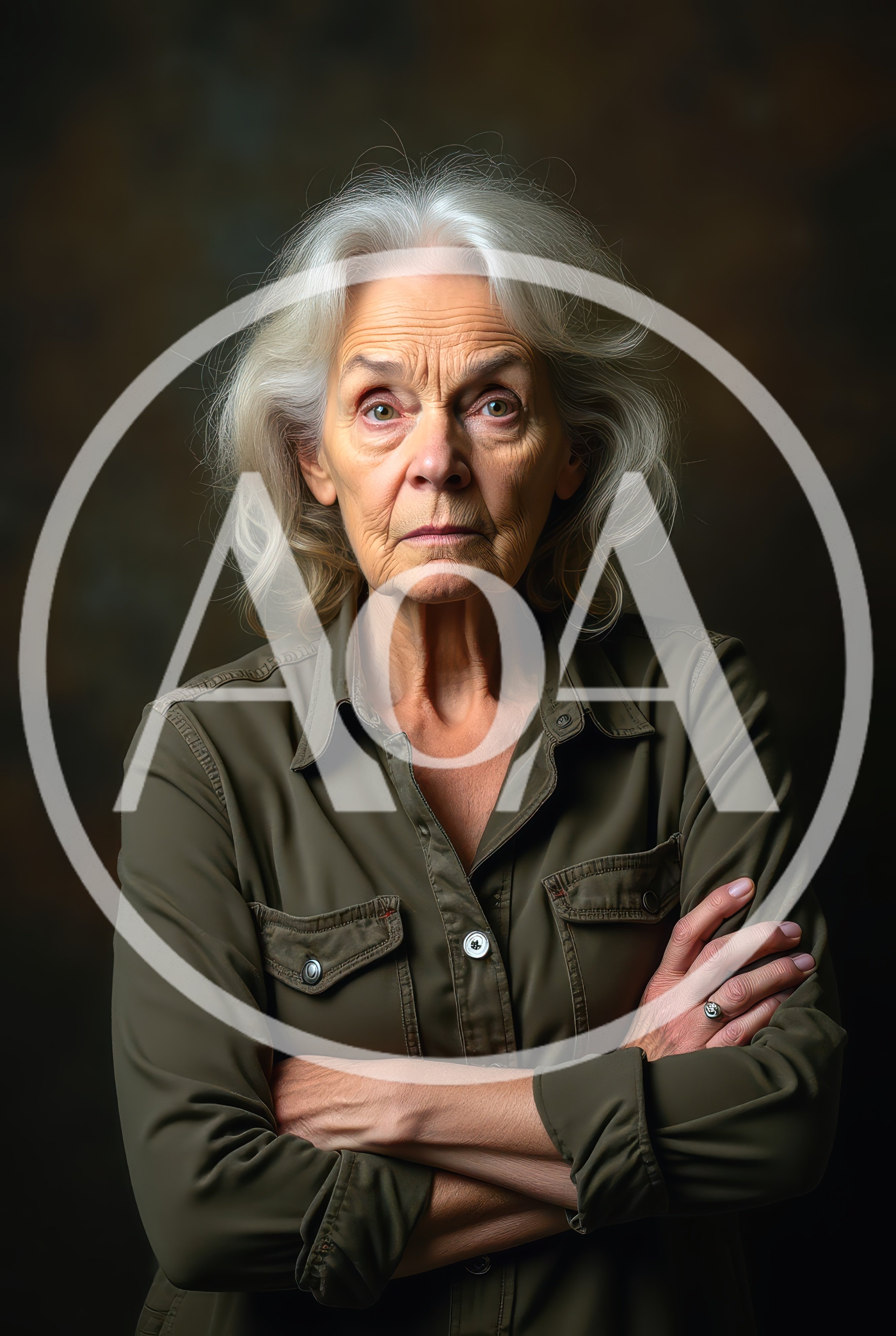 Portrait Of A Serious Mature Woman With Crossed Arms