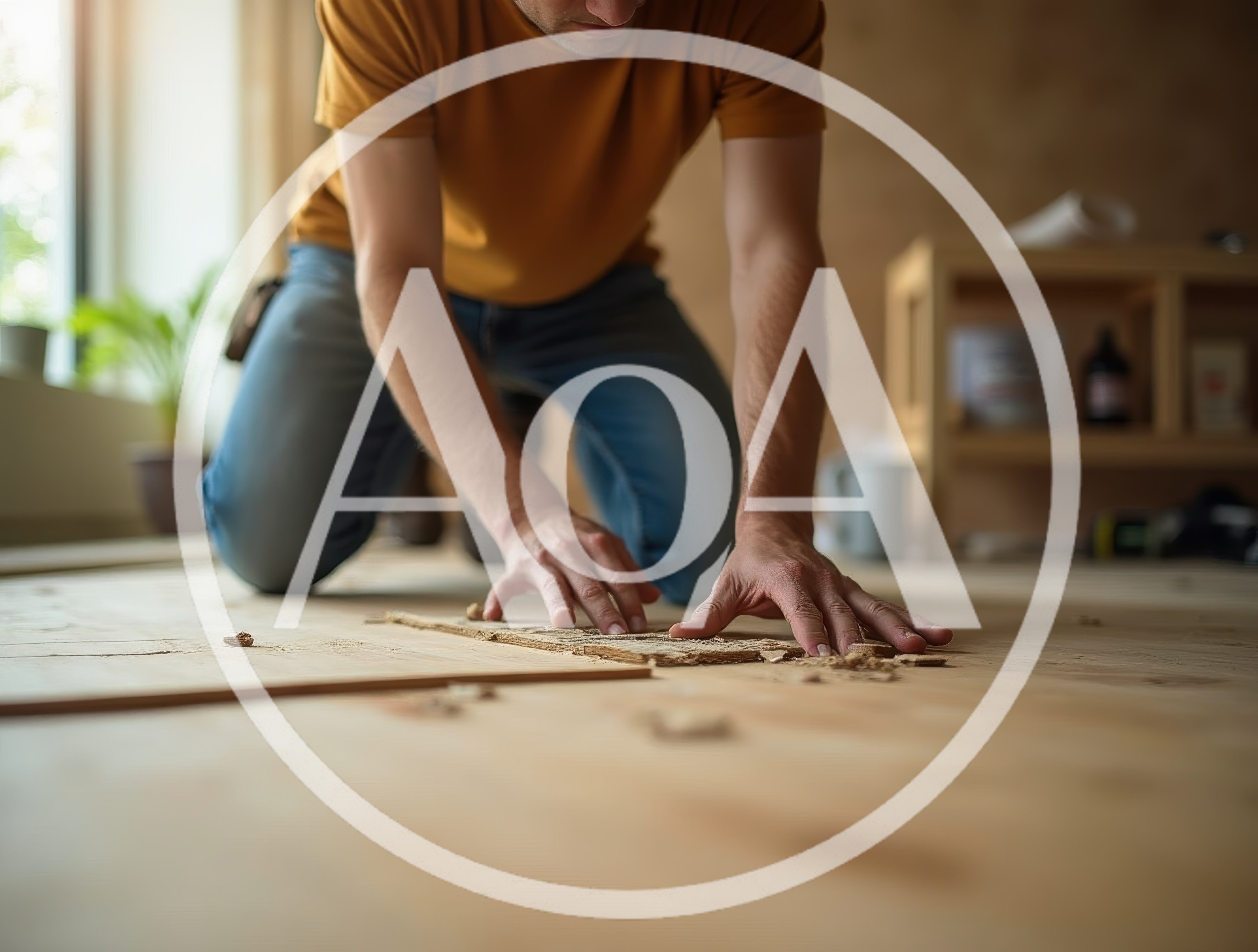Man Installing Wooden Flooring In A Home Renovation