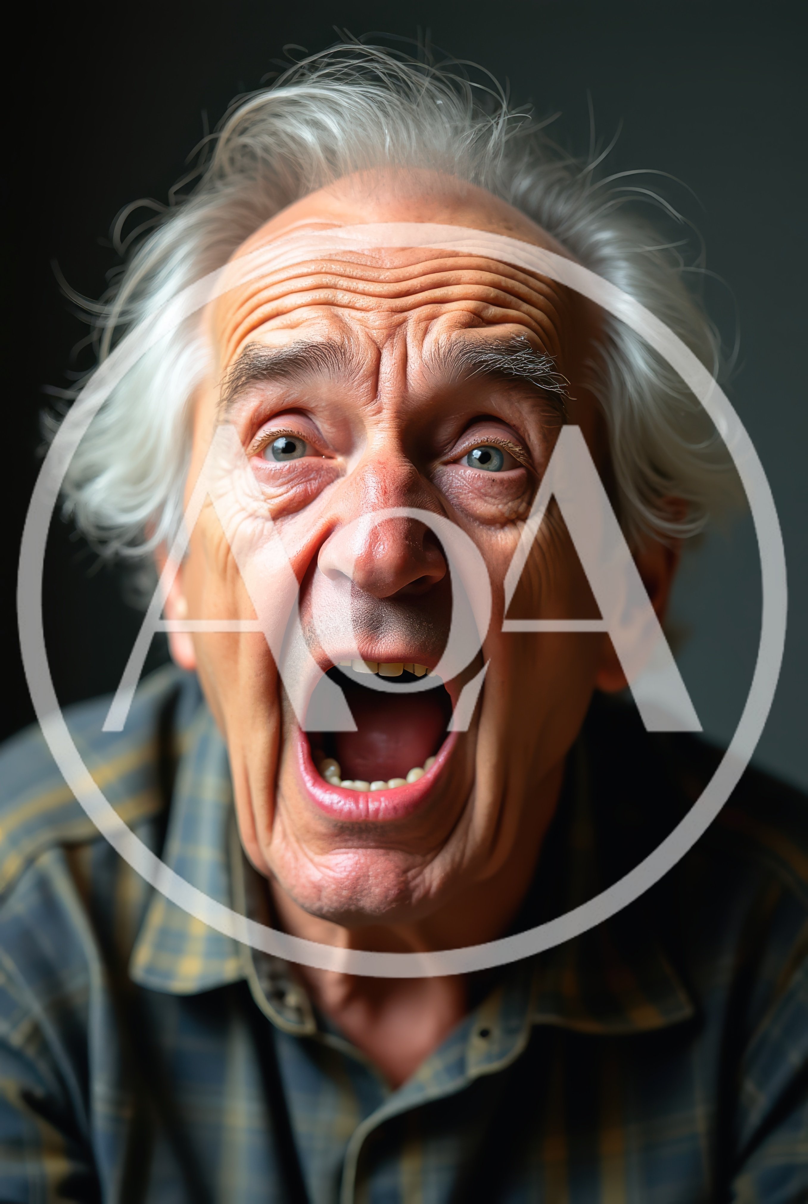 Elderly Man With Mouth Wide Open In Shock