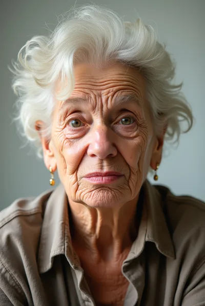 Portrait Of An Elderly Woman With White Hair