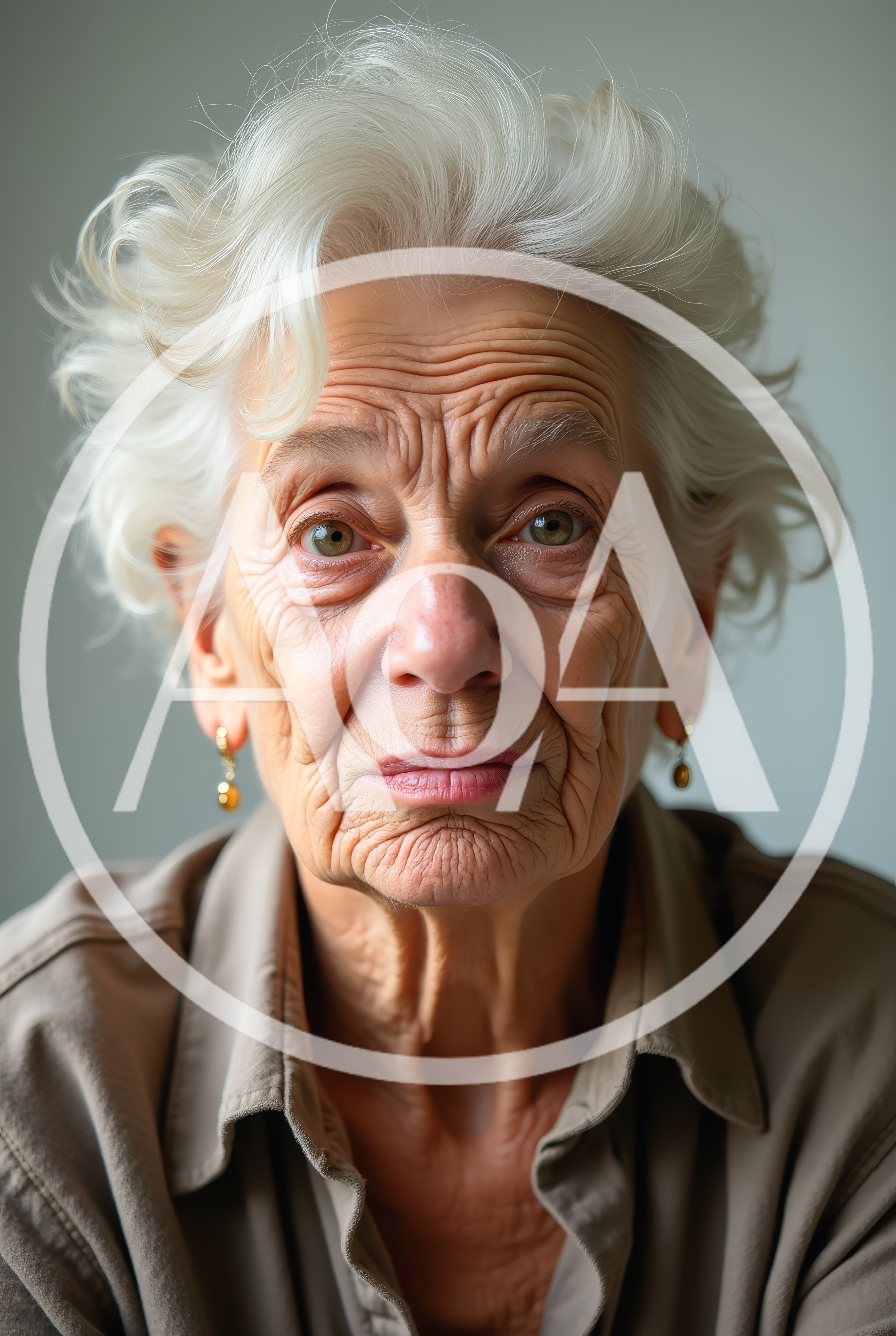 Portrait Of An Elderly Woman With White Hair