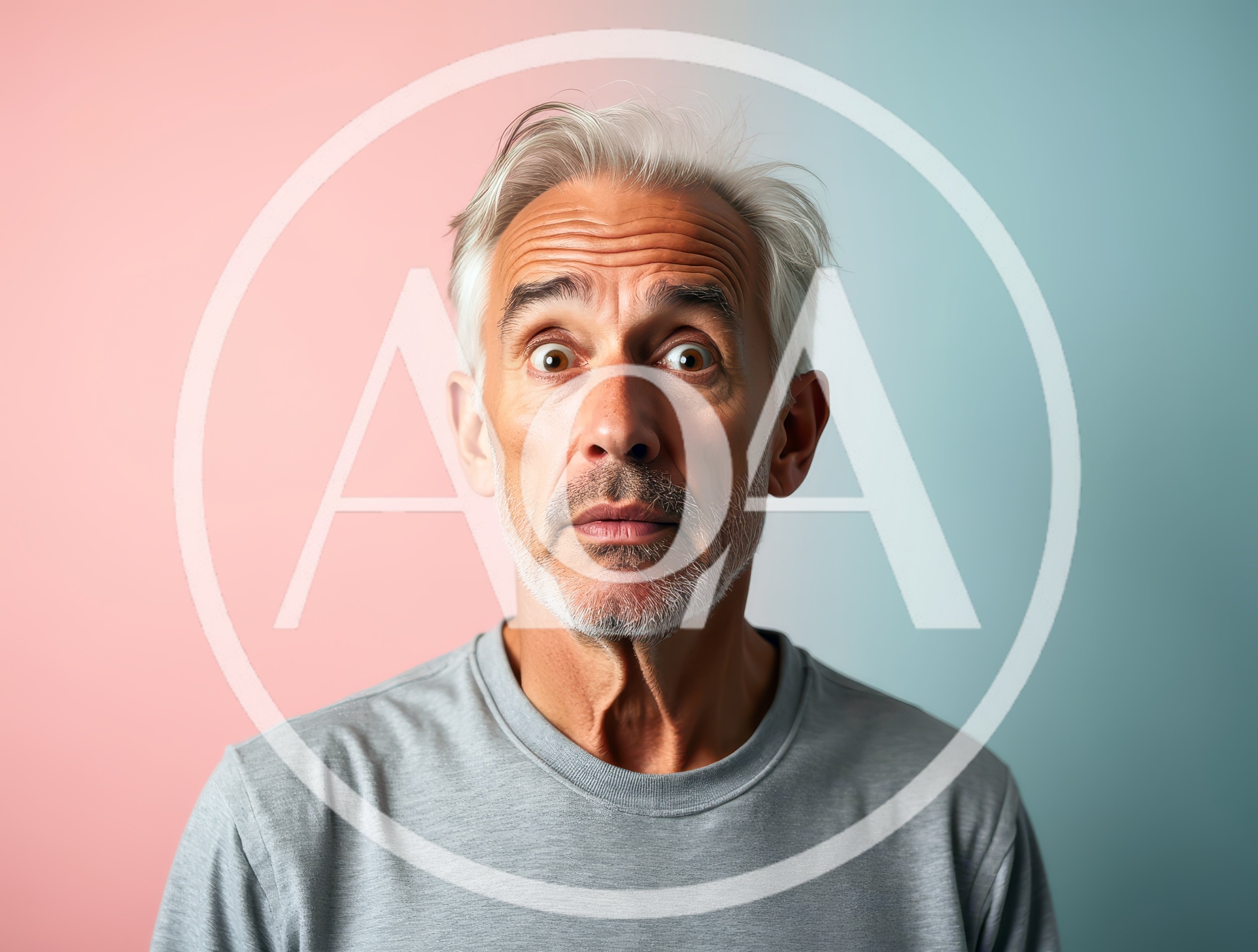 Surprised Middle Aged Man With Gray Hair
