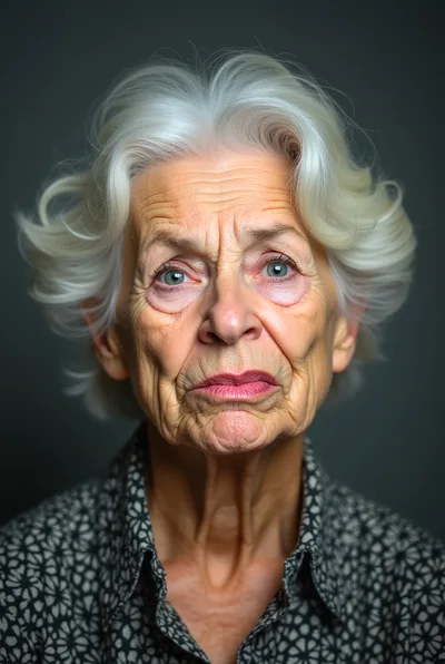 Portrait Of An Elderly Woman With Serious Expression