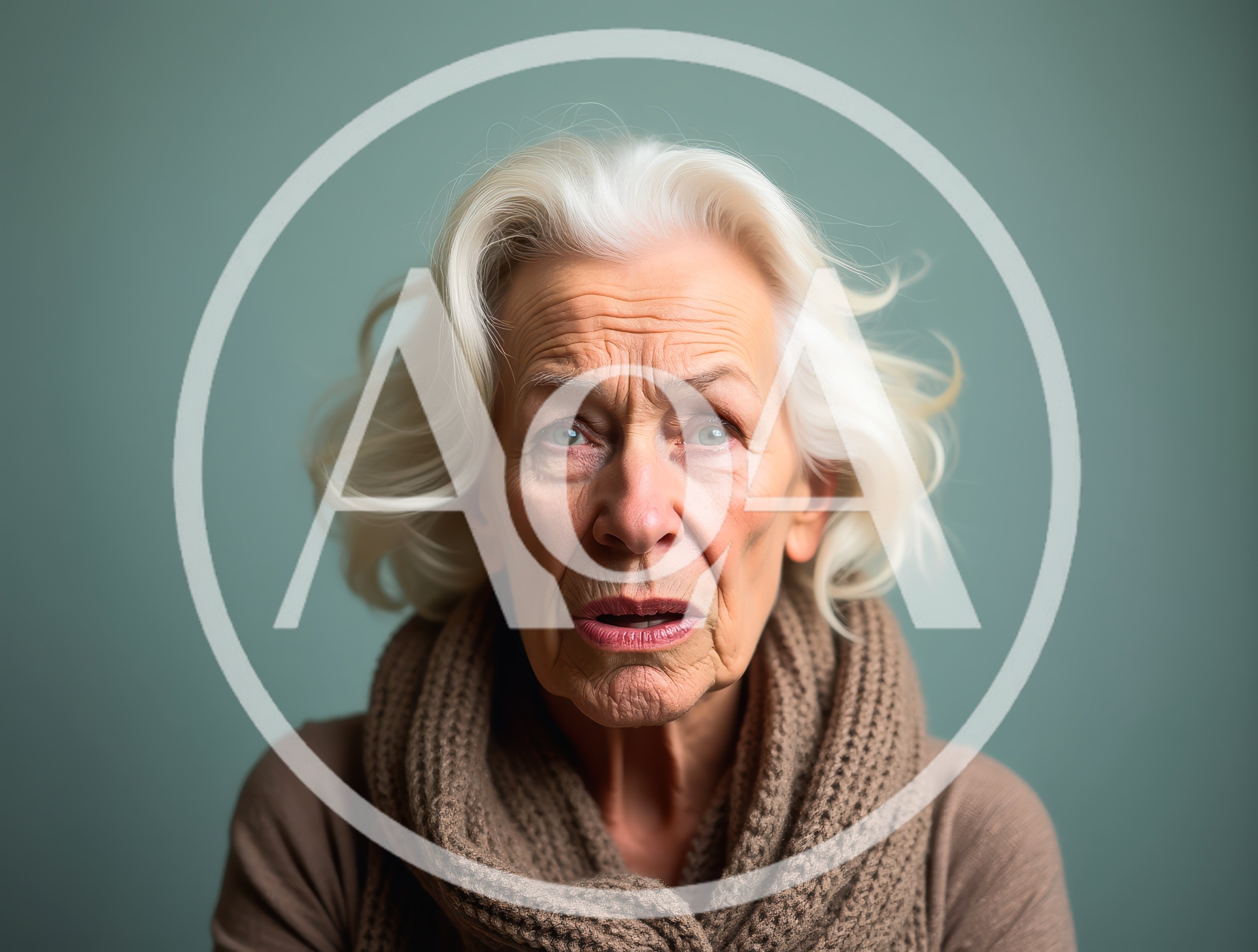 Portrait Of An Elderly Woman With A Concerned Expression