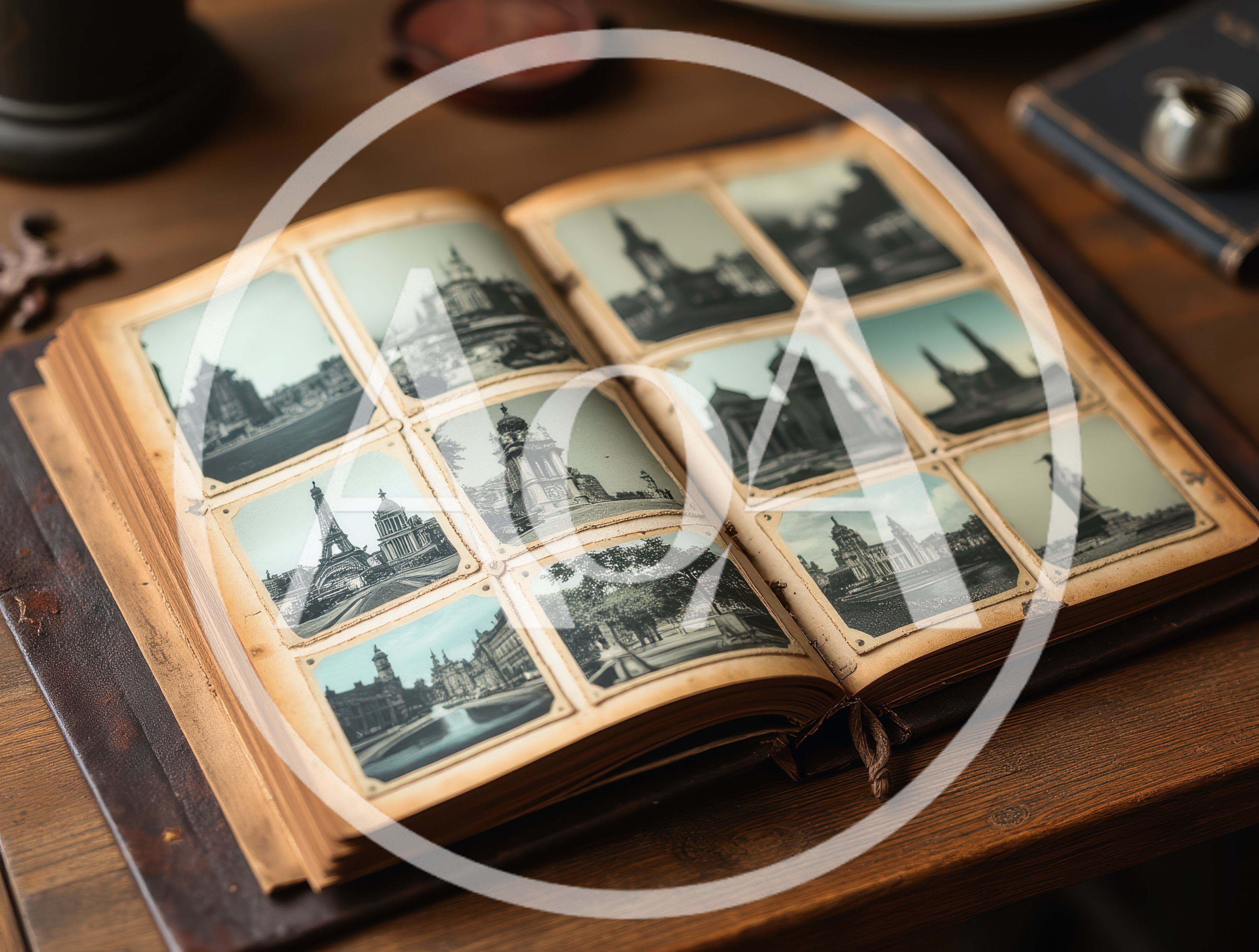 Vintage Photo Album With Architectural Landmark Prints