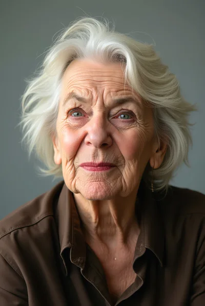 Portrait Of An Elderly Woman With White Hair