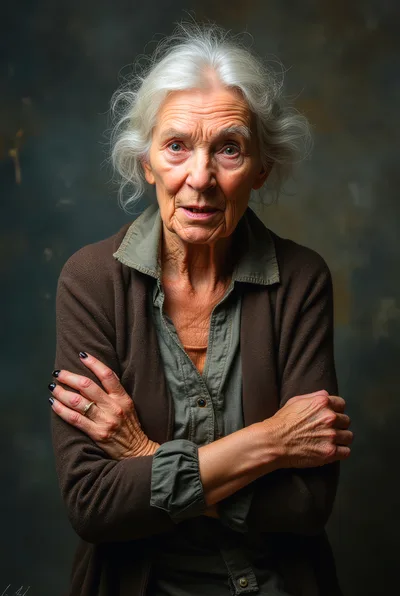 Portrait Of An Elderly Woman With Crossed Arms