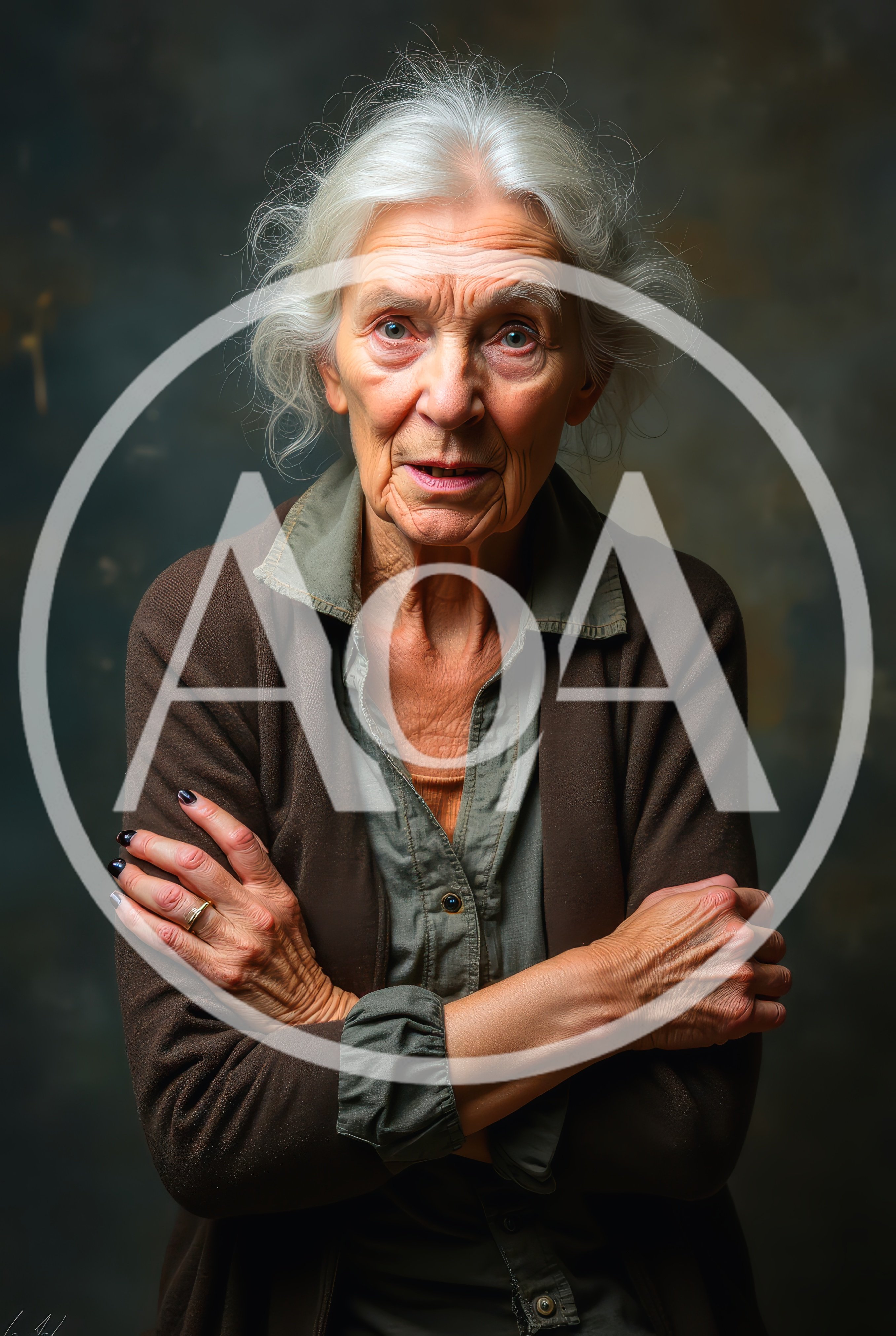 Portrait Of An Elderly Woman With Crossed Arms