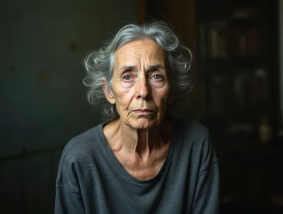 Portrait Of An Elderly Woman With Gray Hair