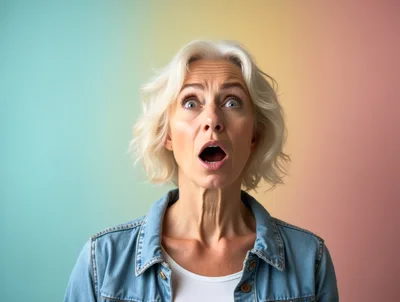 Surprised Mature Woman With Blonde Hair