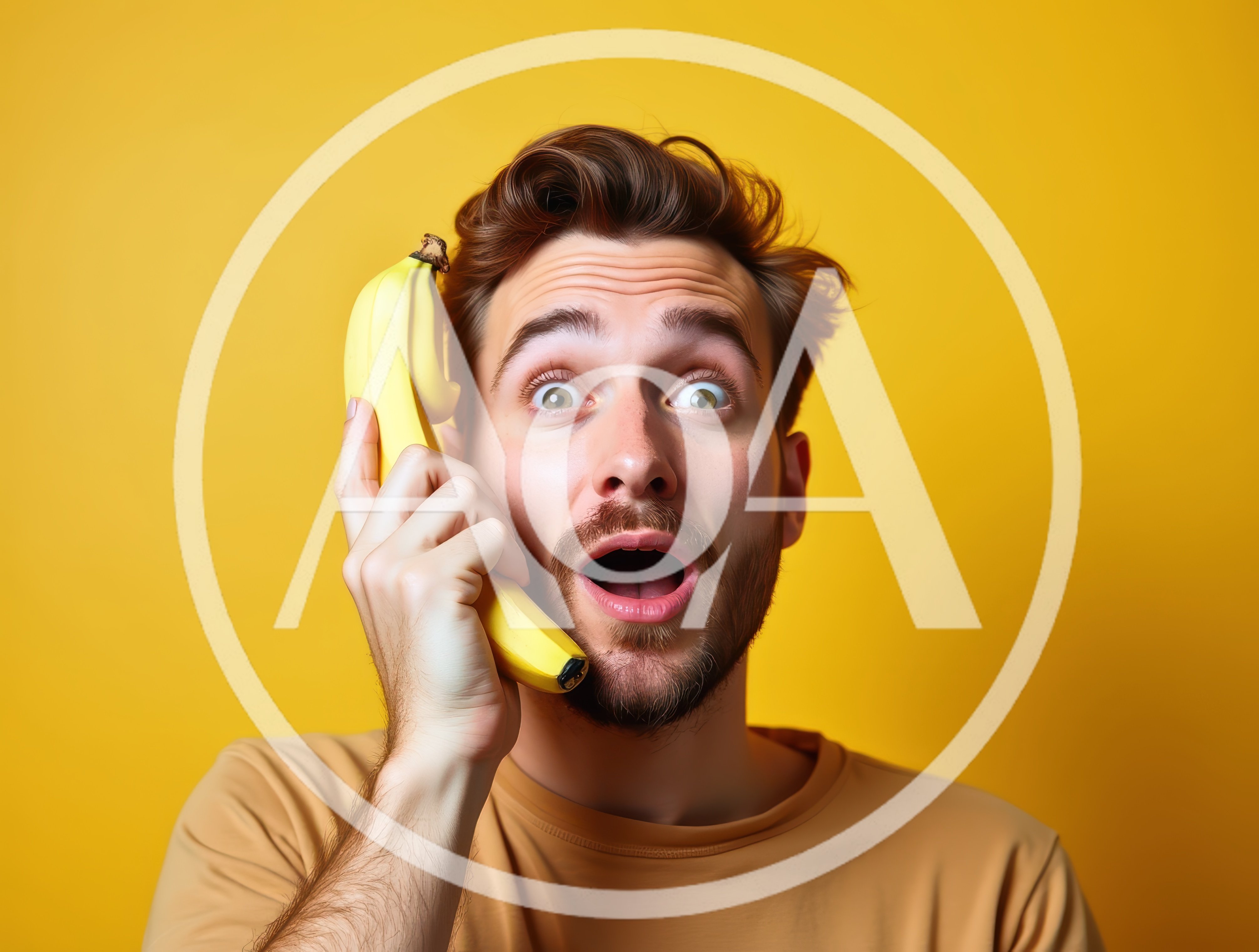 Surprised Man Holding Banana Like A Telephone