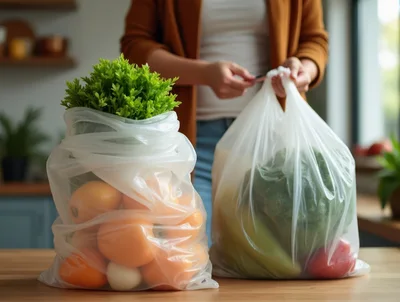 Person Unpacking Fresh Groceries In A Kitchen