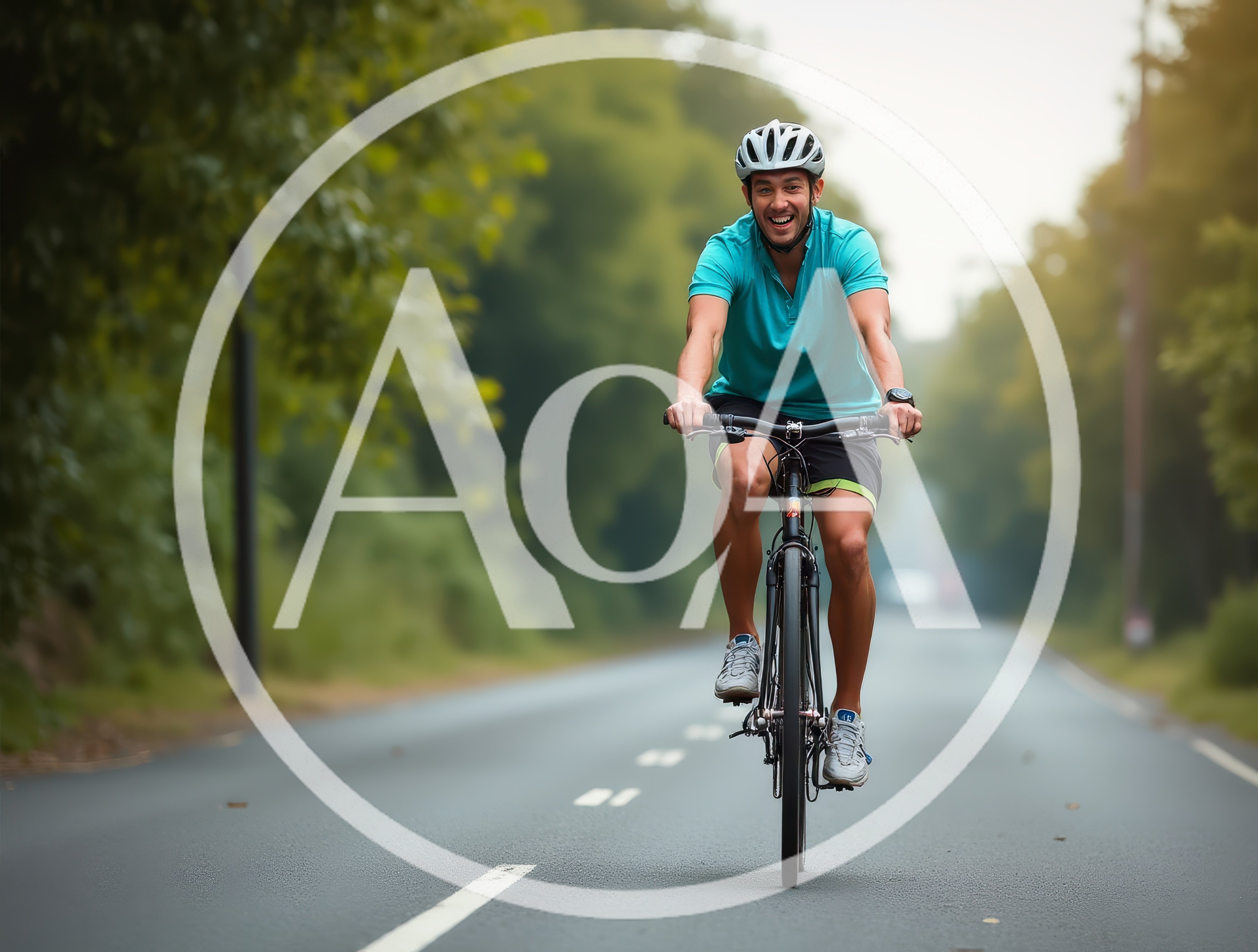 Happy Man Cycling On A Scenic Country Road