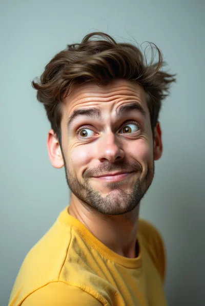 Young Man With A Playful And Skeptical Expression