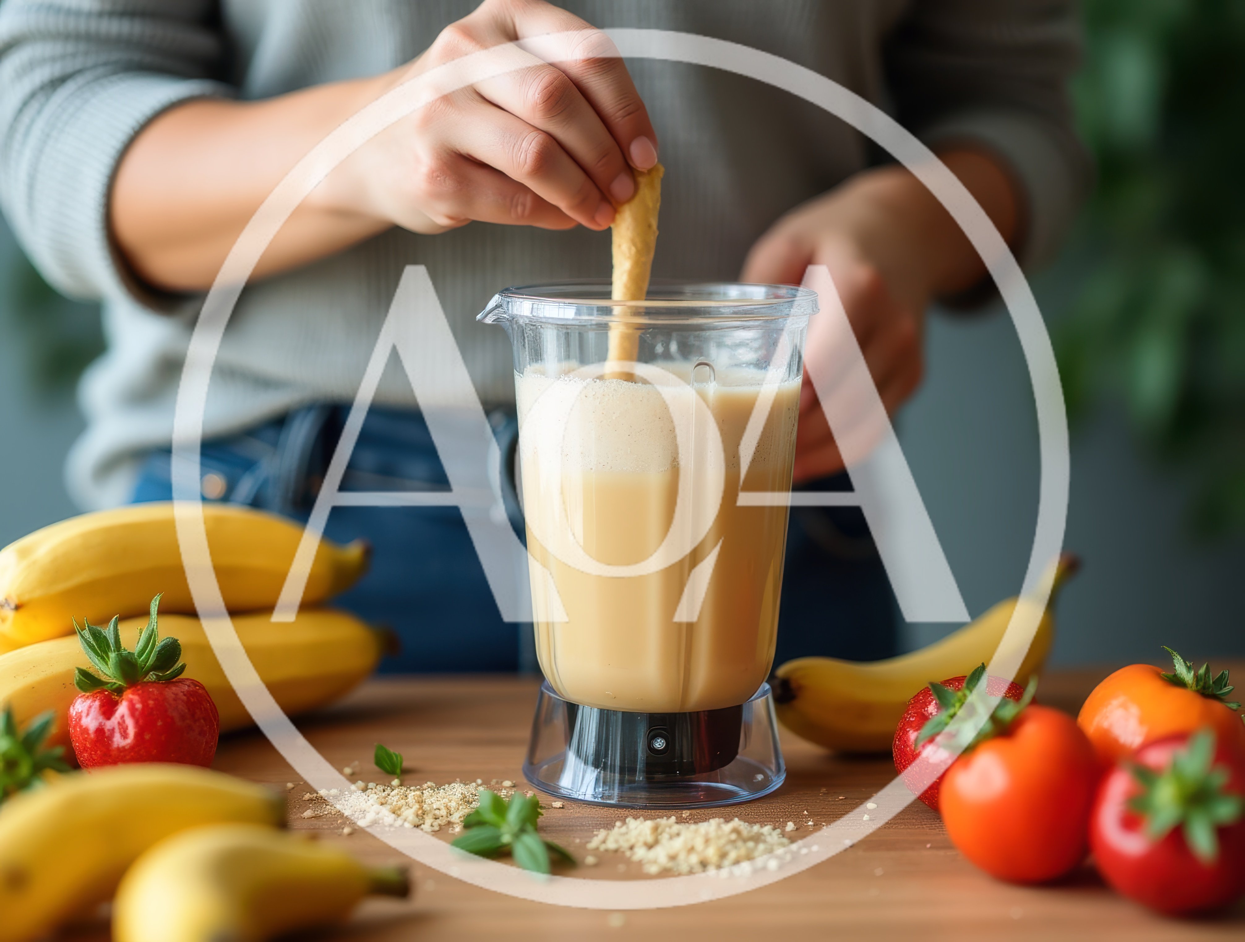 Person Preparing A Healthy Fruit Smoothie In A Blender