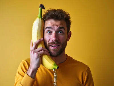 Man Holding A Banana Like A Telephone